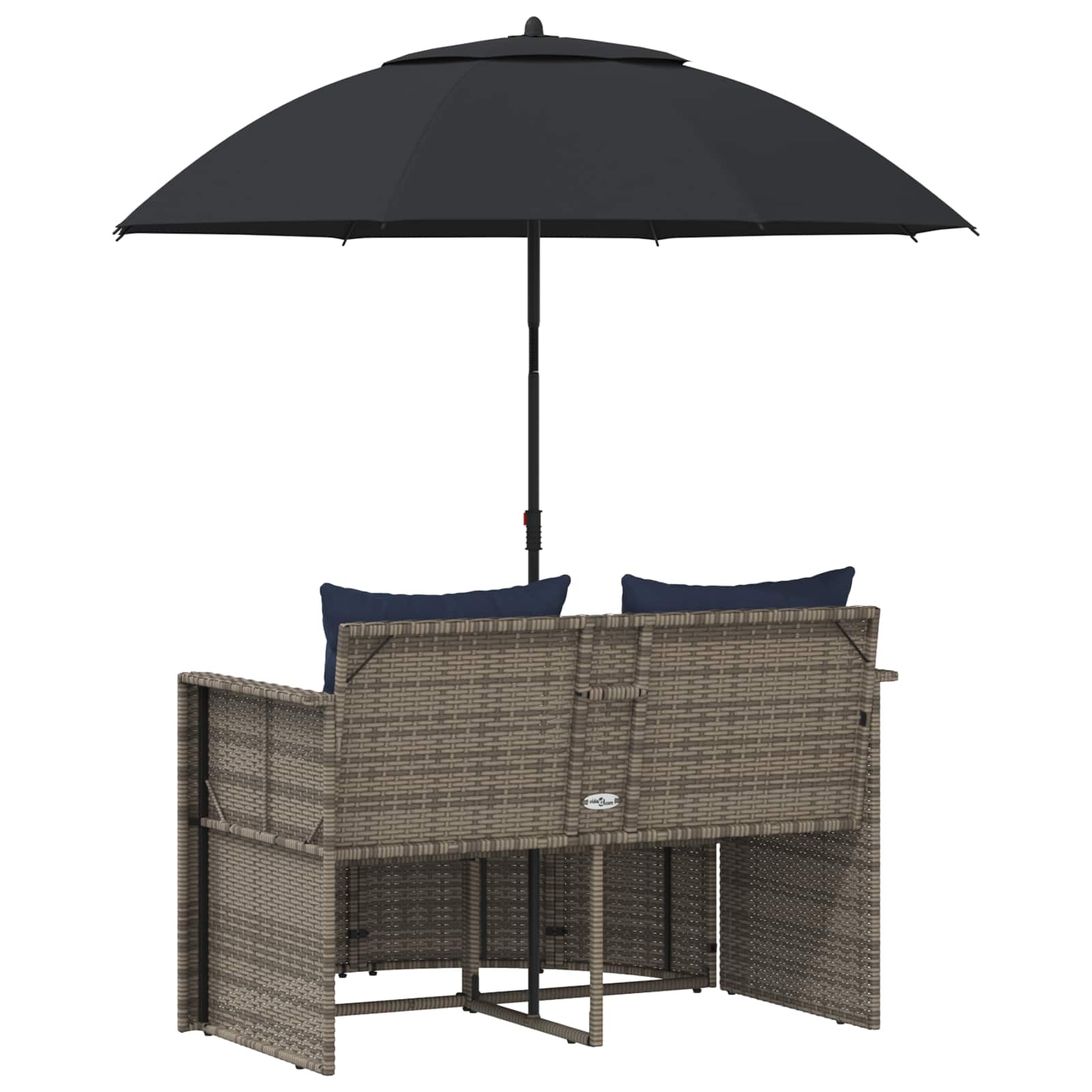 Garten-Sofa Mit Kissen 8 Pcs Und Marineblau Poly-Rattan