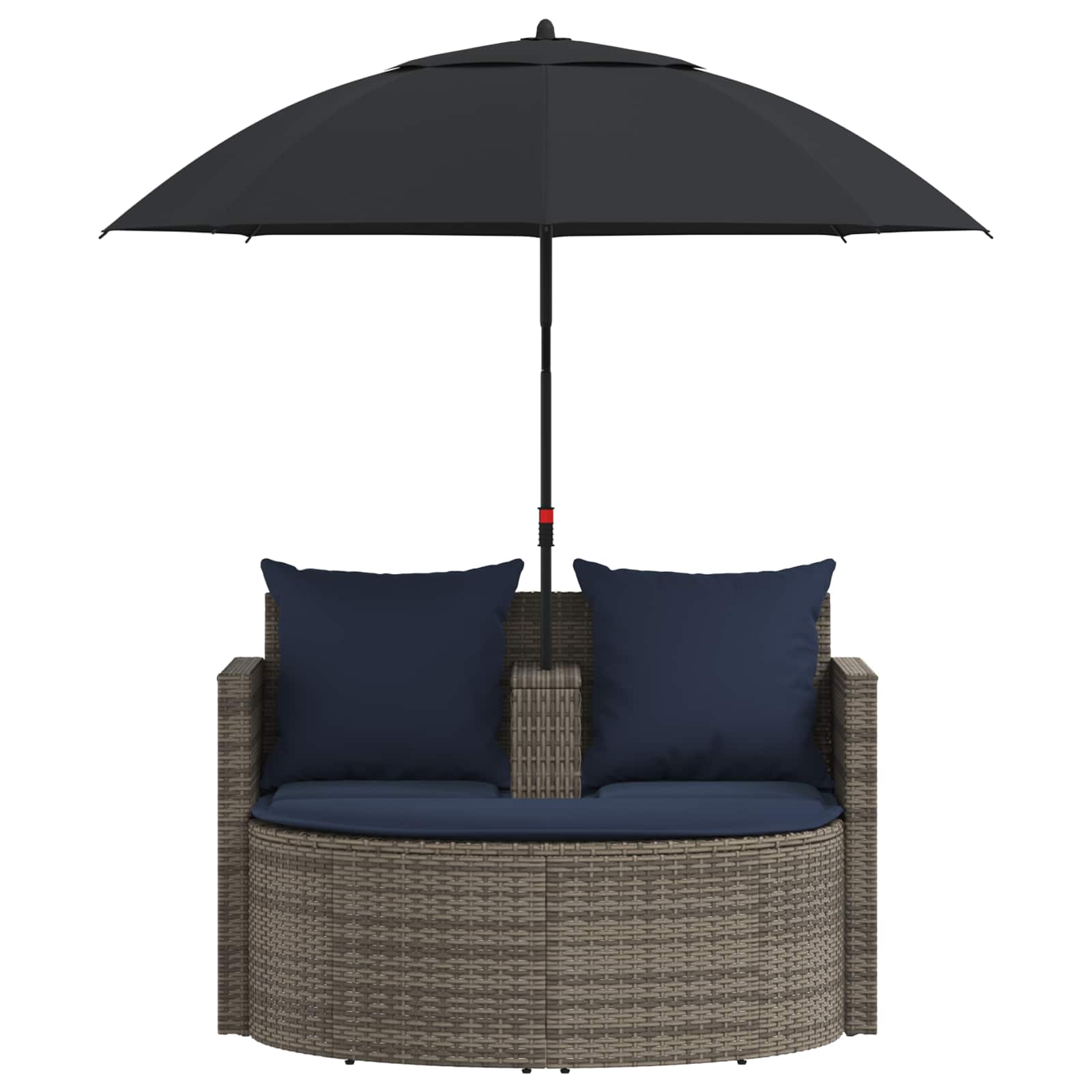 Garten-Sofa Mit Kissen 8 Pcs Und Marineblau Poly-Rattan