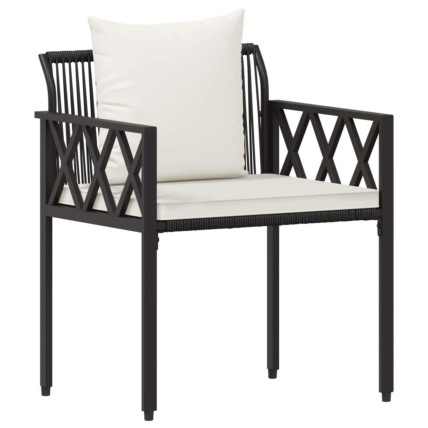 Gartenmöbel-Set 4 Pcs Schwarz Und Cremeweiß Poly-Rattan