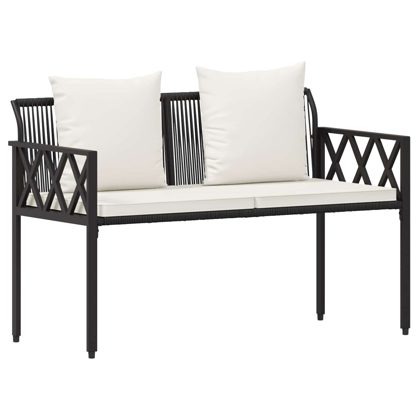 Gartenmöbel-Set 4 Pcs Schwarz Und Cremeweiß Poly-Rattan