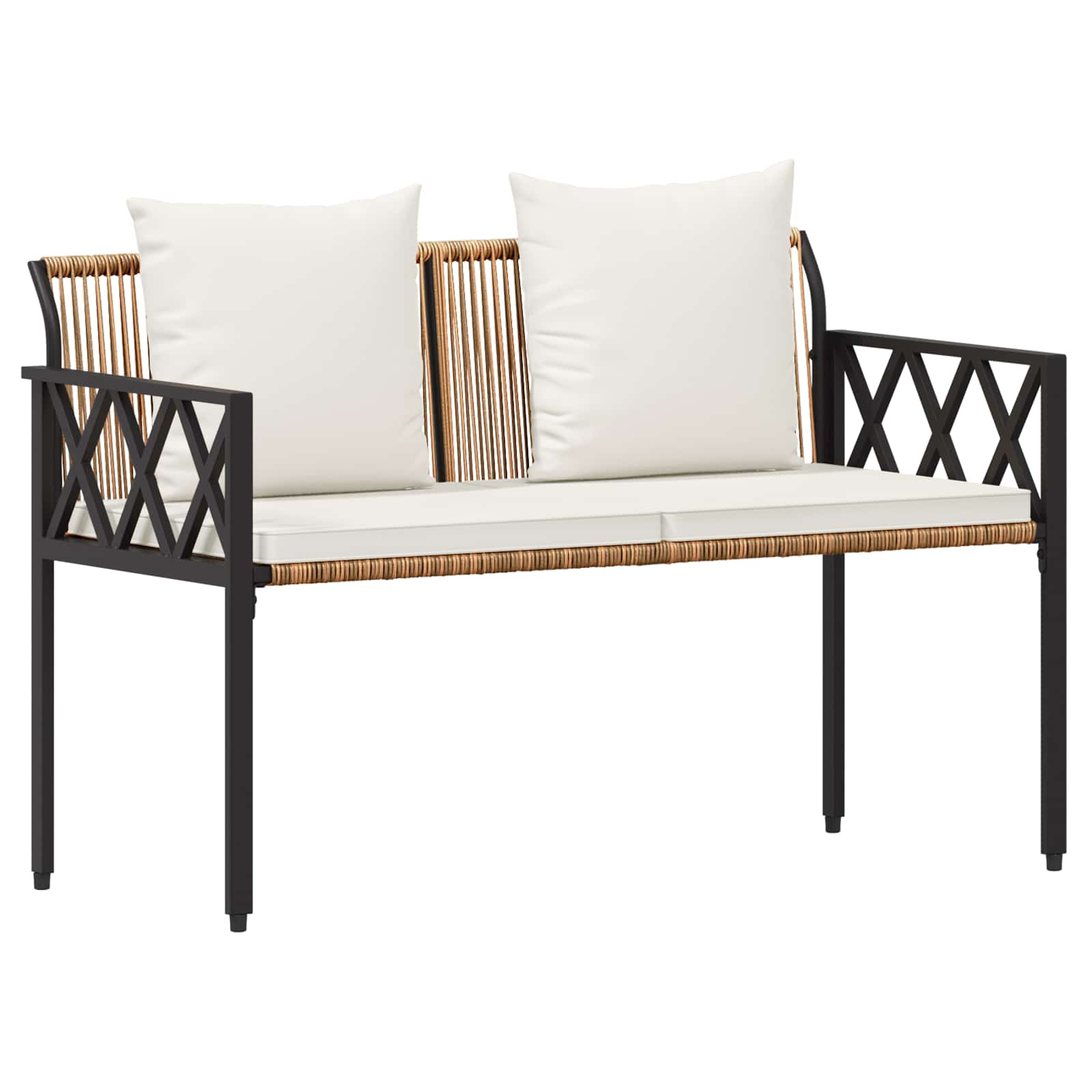 Gartenmöbel-Set 4 Pcs Braun Und Creme Weiß Poly-Rattan