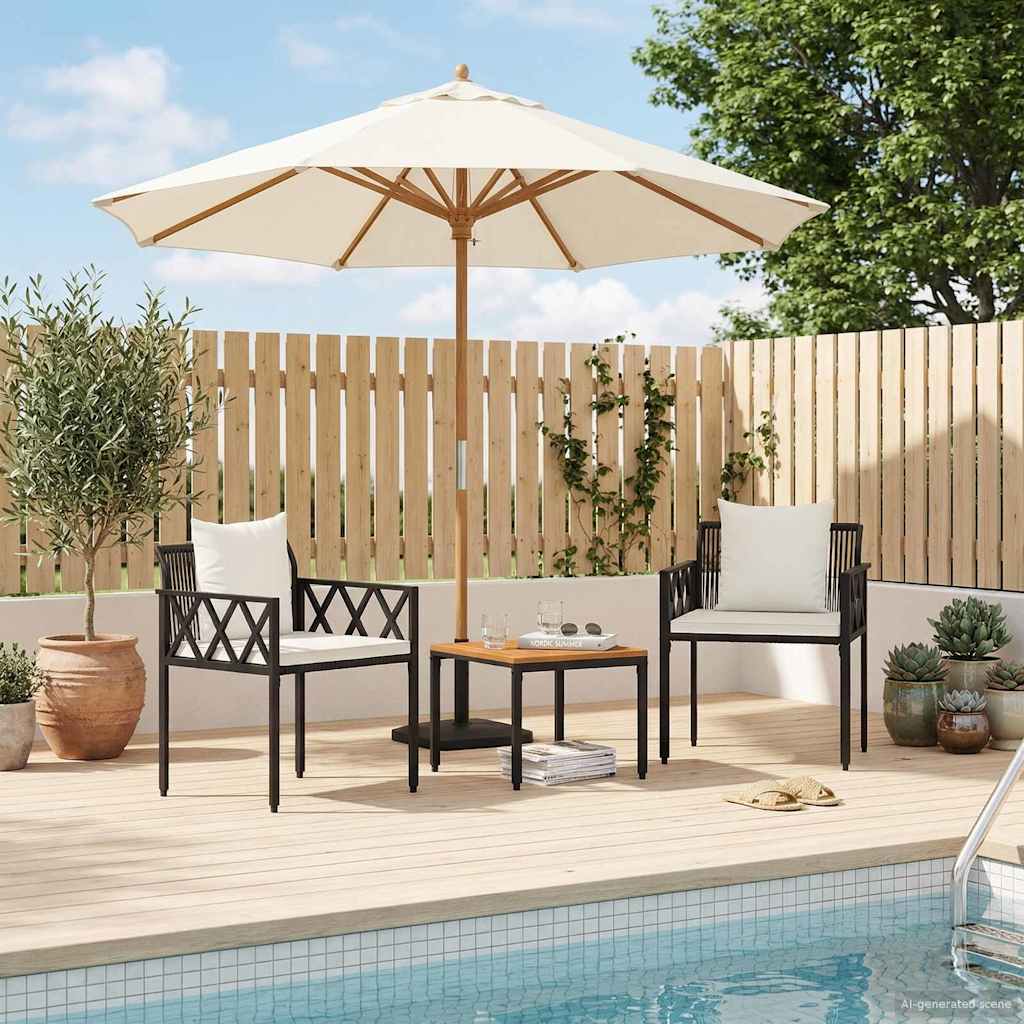 Gartenmöbel-Set 3 Pcs Schwarz Und Cremeweiß Poly-Rattan