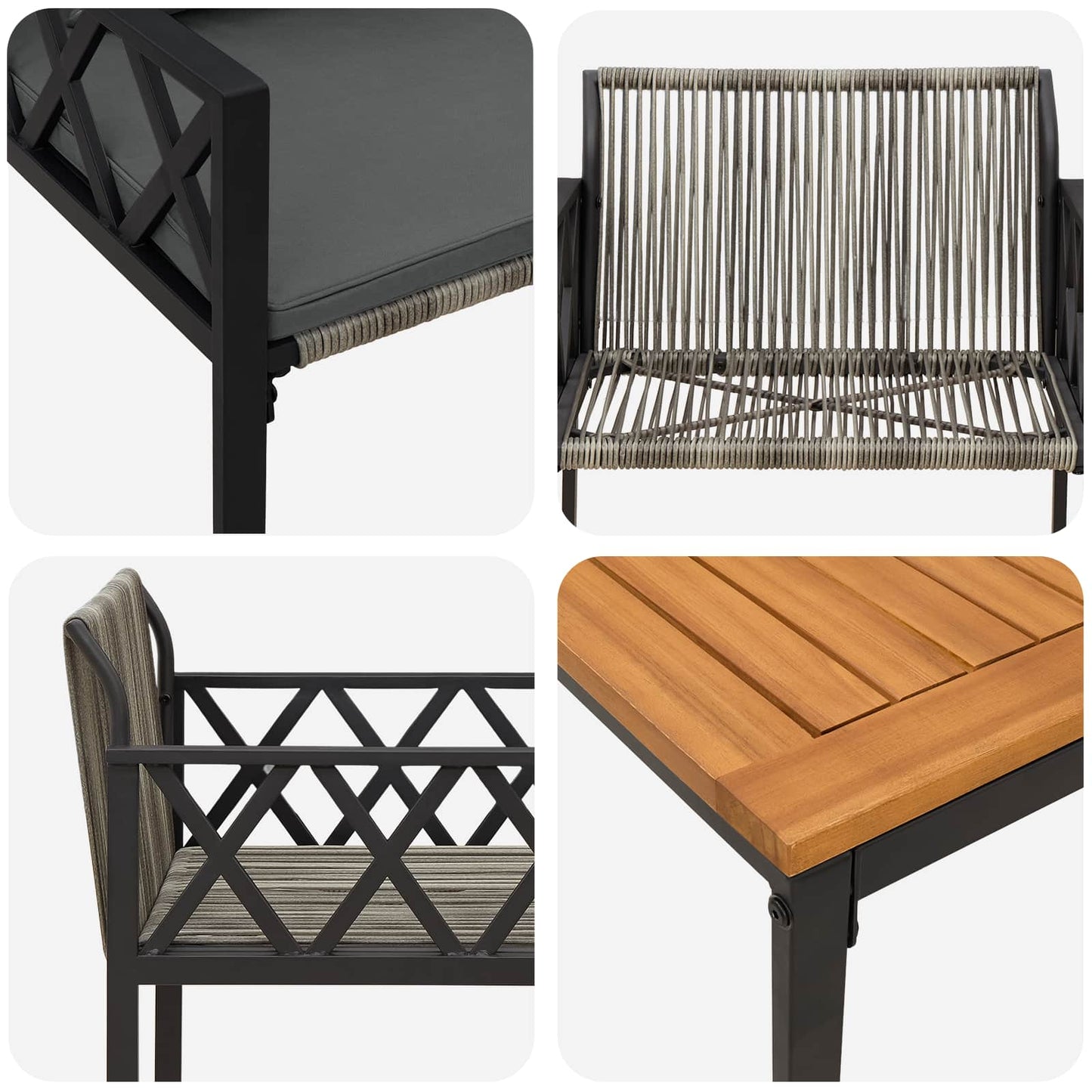 Gartenmöbel-Set 3 Pcs Grau Und Dunkelgrau Poly-Rattan