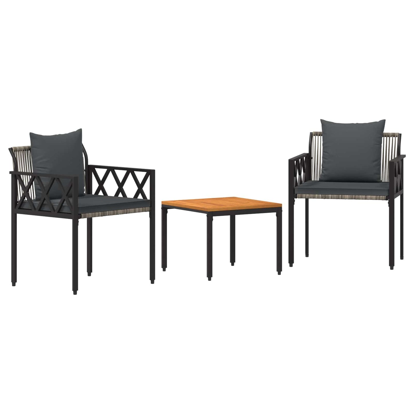 Gartenmöbel-Set 3 Pcs Grau Und Dunkelgrau Poly-Rattan