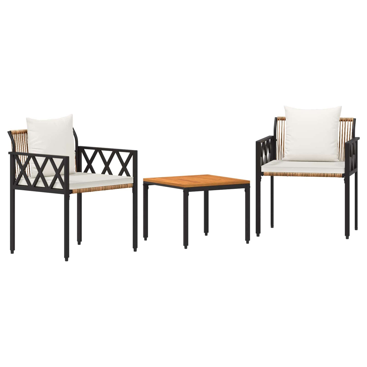 Gartenmöbel-Set 3 Pcs Braun Und Creme Weiß Poly-Rattan