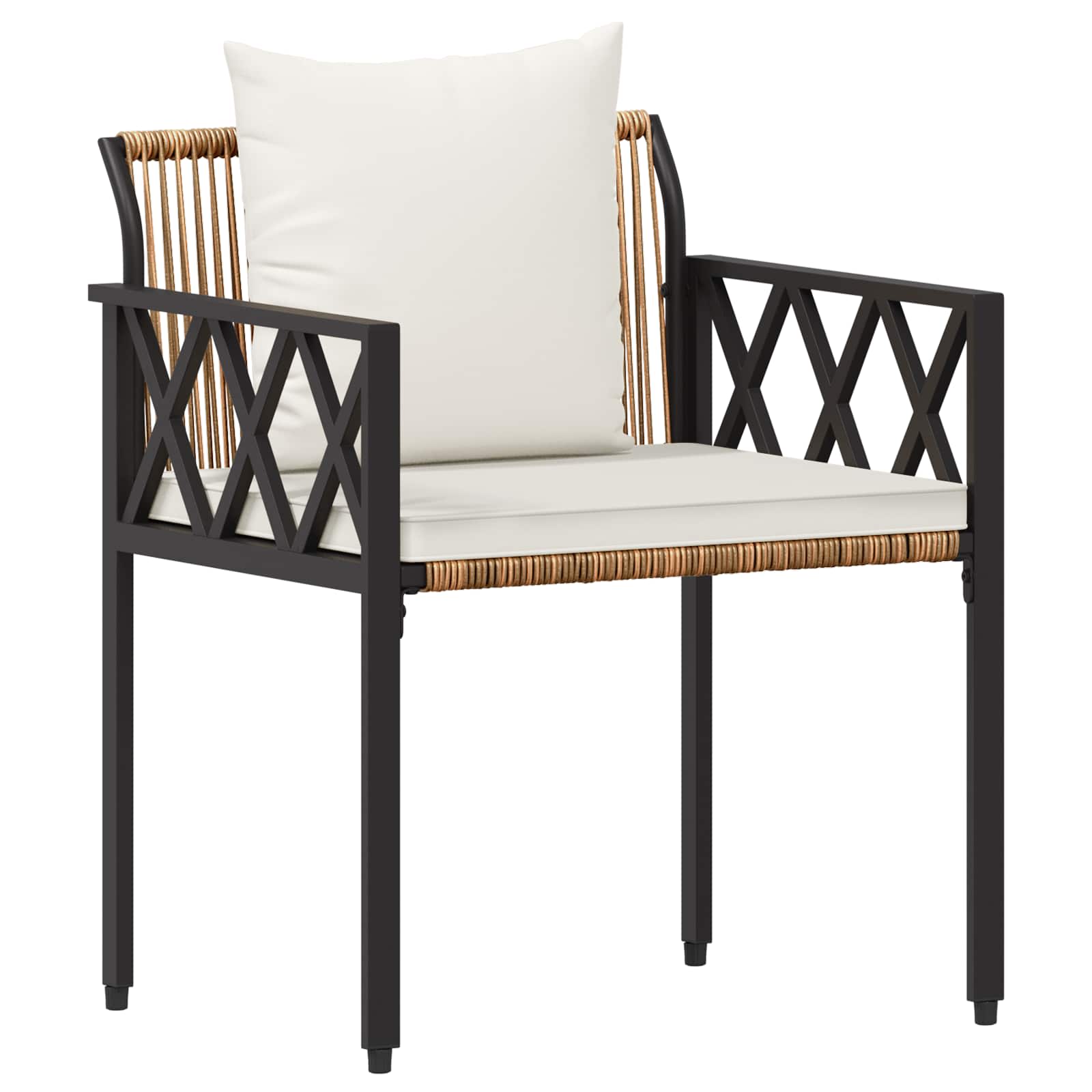 Gartenmöbel-Set 3 Pcs Braun Und Creme Weiß Poly-Rattan