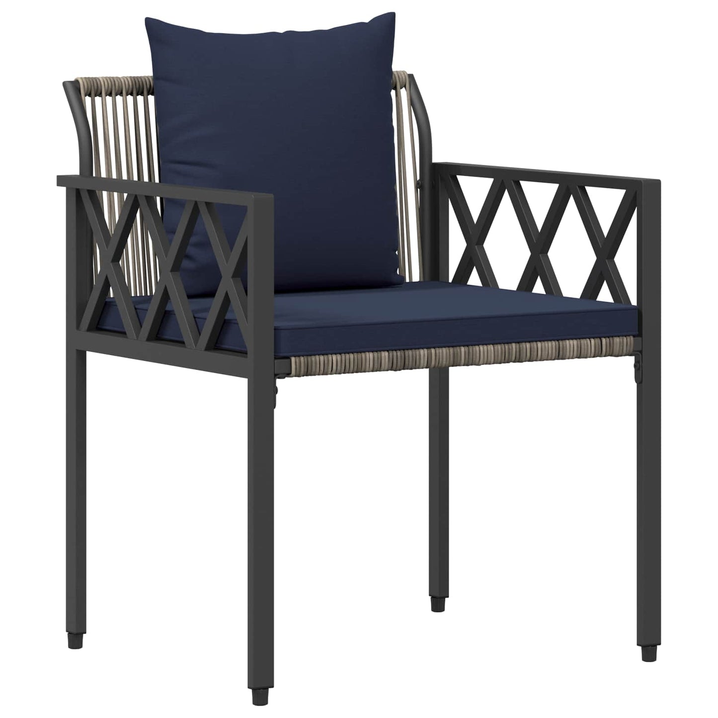 Gartenmöbel-Set 3 Pcs Grau Und Marineblau Poly-Rattan