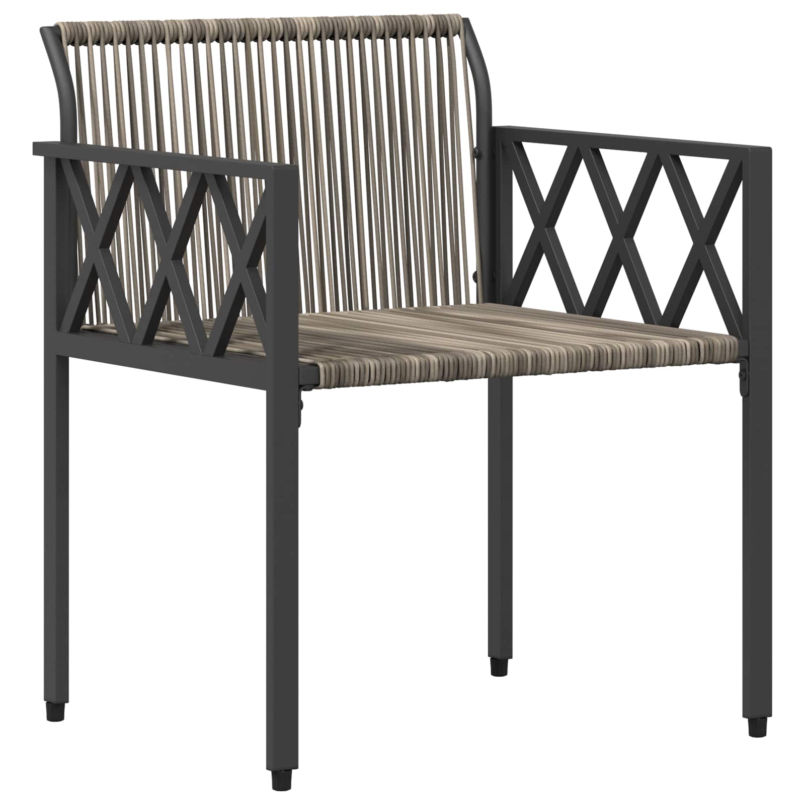 Gartenmöbel-Set 3 Pcs Grau Und Marineblau Poly-Rattan