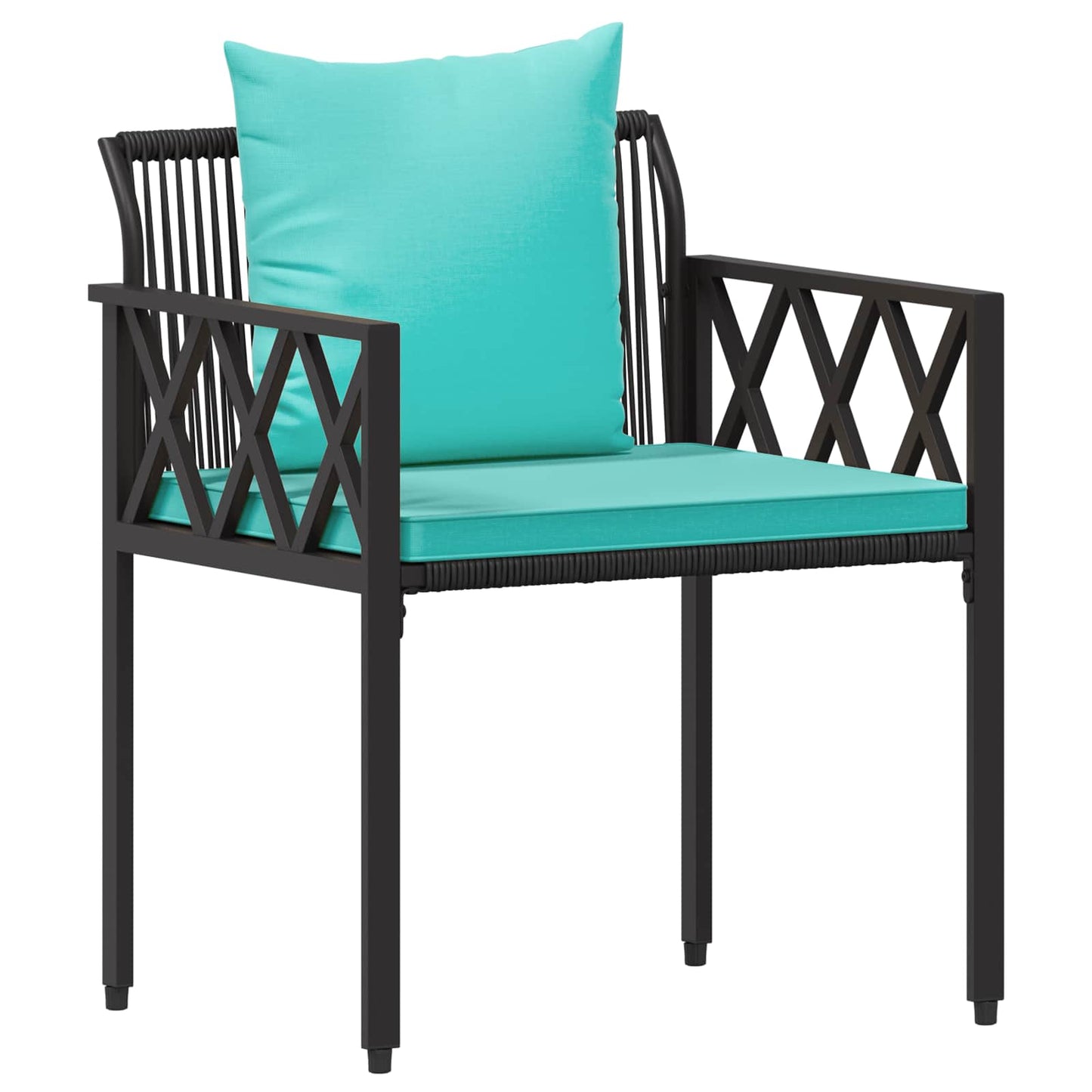 Gartenmöbel-Set 3 Pcs Schwarz Und Türkis Poly-Rattan
