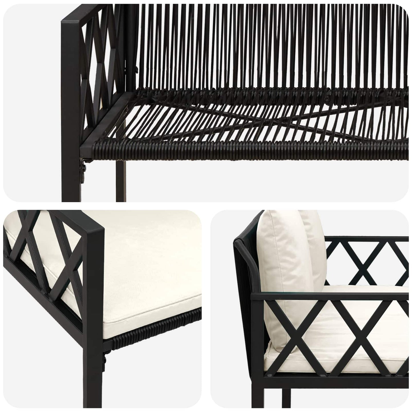 Bänke Für Outdoor 2 -Seater 116 X 56 X 75 Cm Poly-Rattan