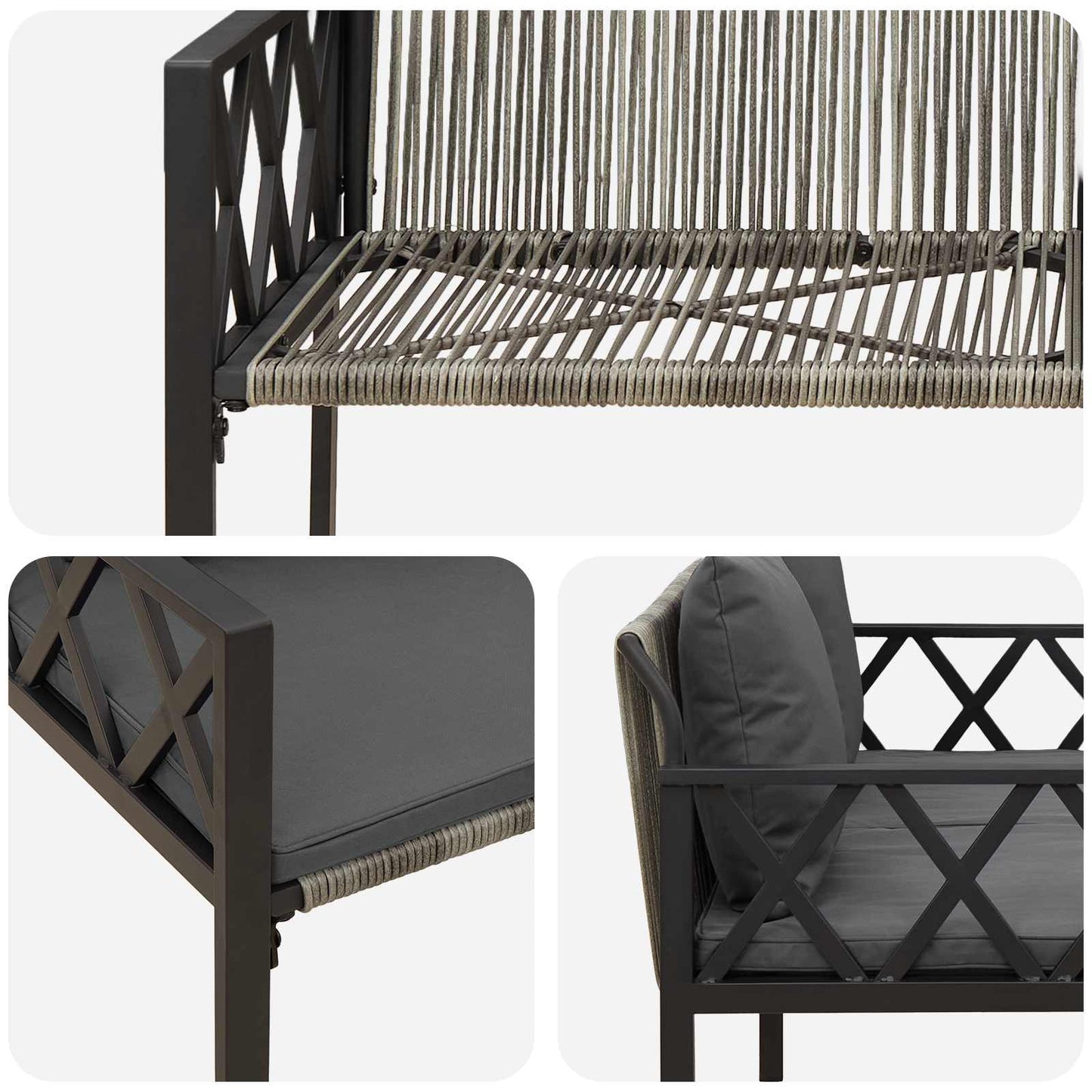 Bänke Für Outdoor 2 -Seater 116 X 56 X 75 Cm Poly-Rattan