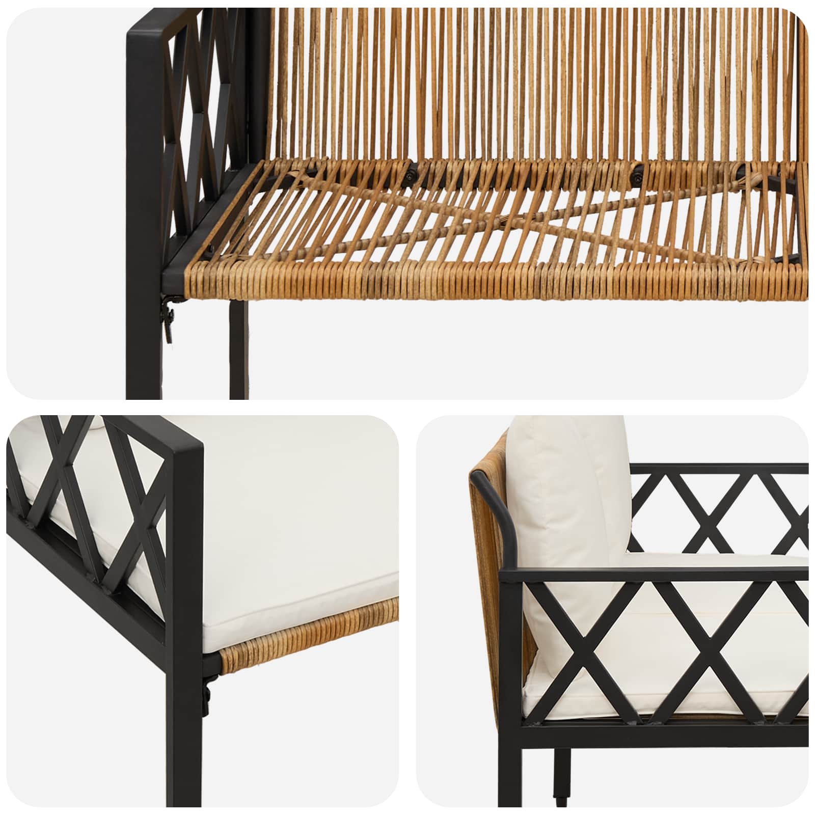 Bänke Für Outdoor 2 -Seater 116 X 56 X 75 Cm Poly-Rattan