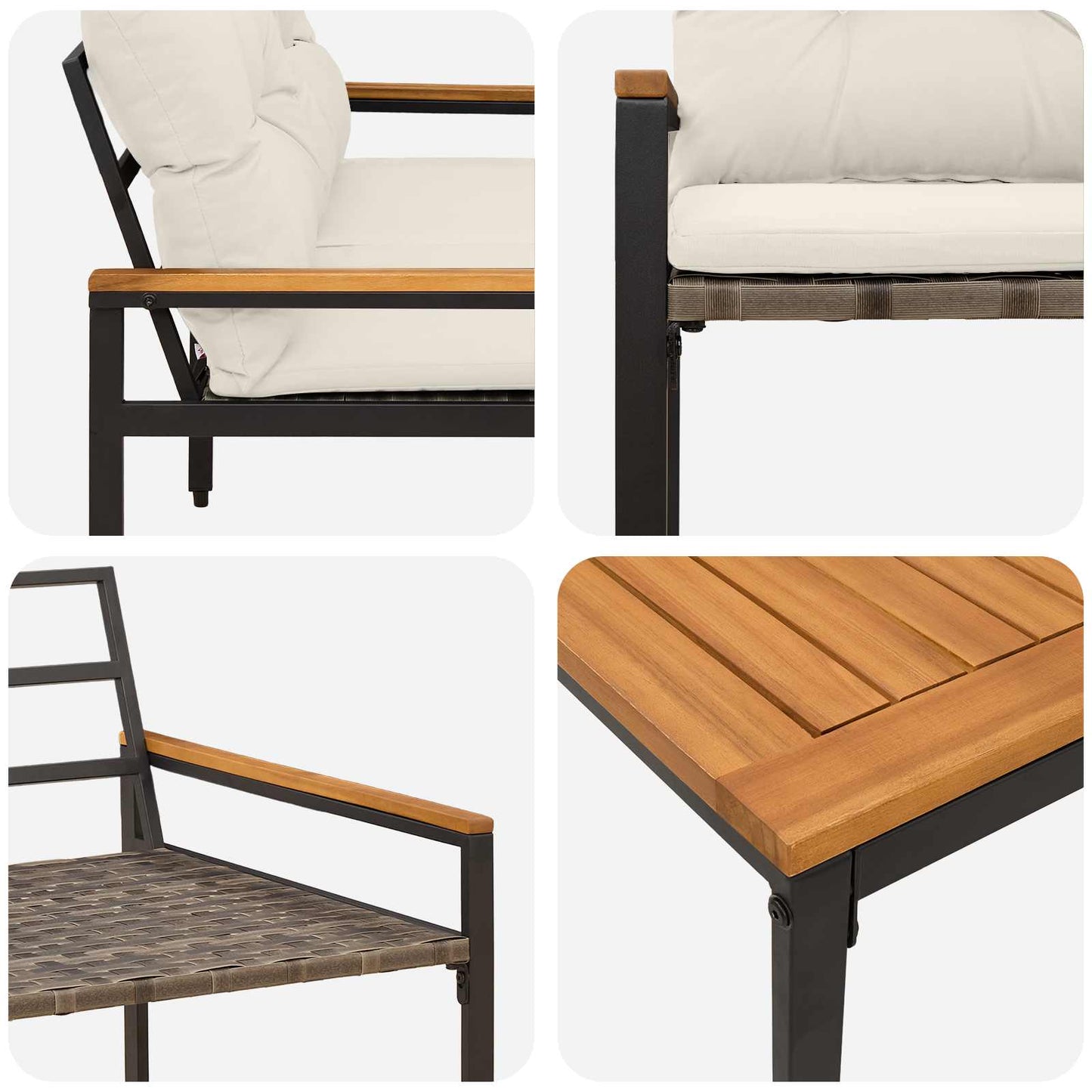 Gartenmöbel-Set 4 Pcs Poly-Rattan