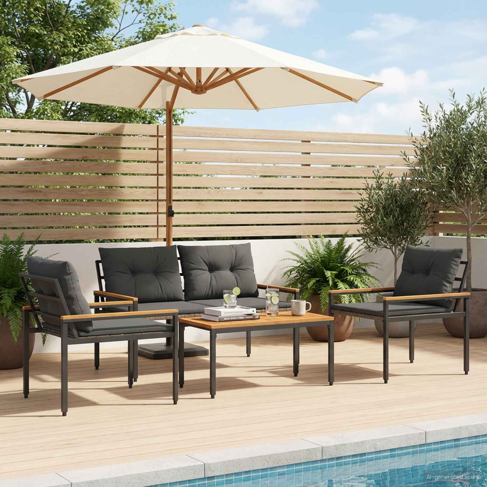 Gartenmöbel-Set 4 Pcs Poly-Rattan