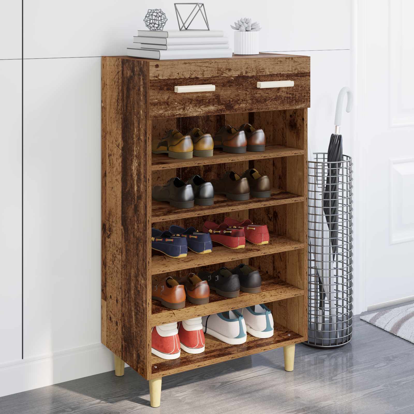 Schuhschrank Mit Regal 60 X 35 X 105 Cm Holzwerkstoff