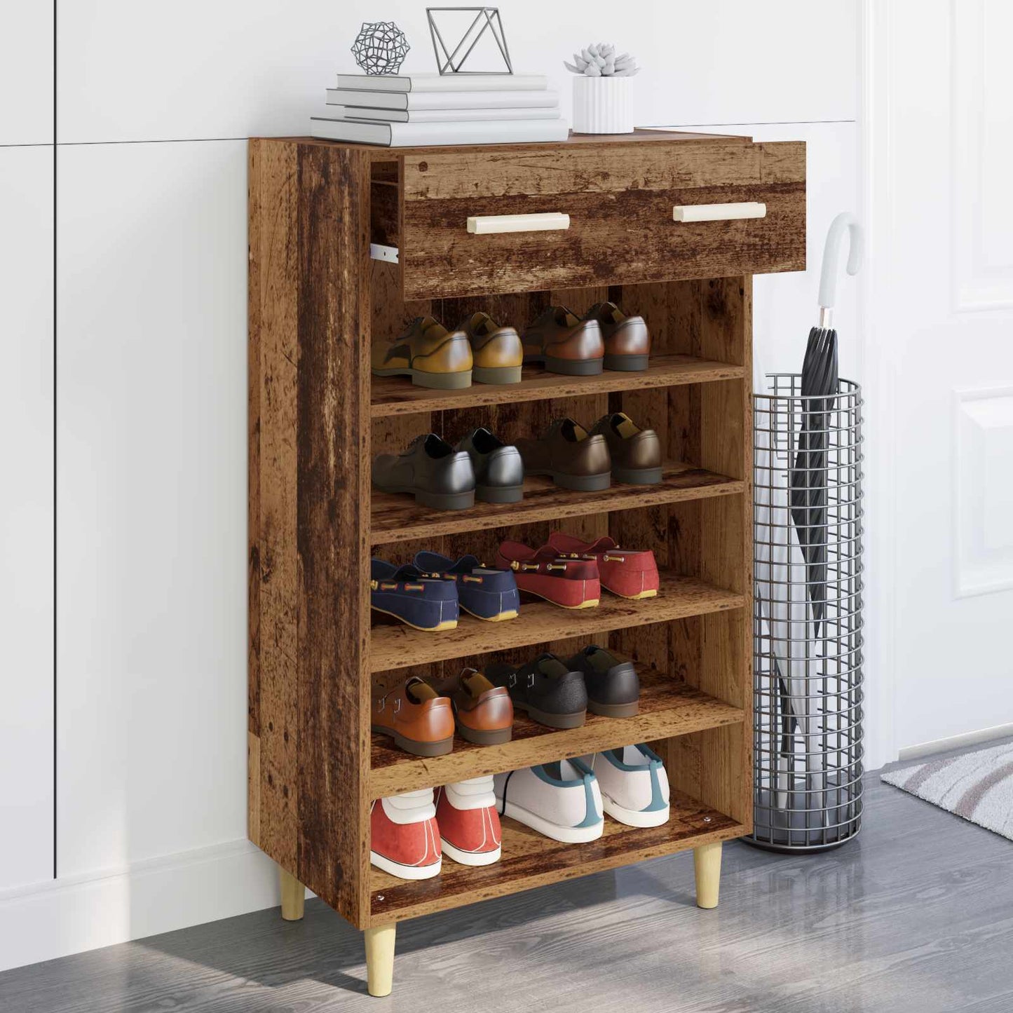 Schuhschrank Mit Regal 60 X 35 X 105 Cm Holzwerkstoff
