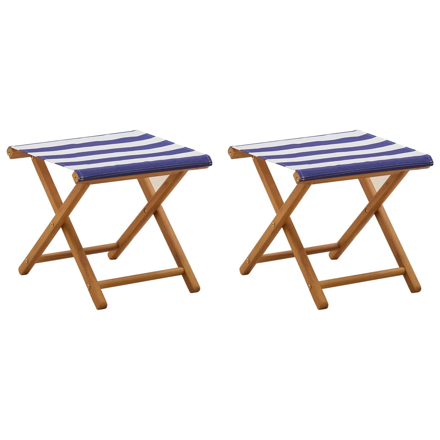 Liegestuhl 2 Pcs Massives Eukalyptus Holz Blau Und Weiß