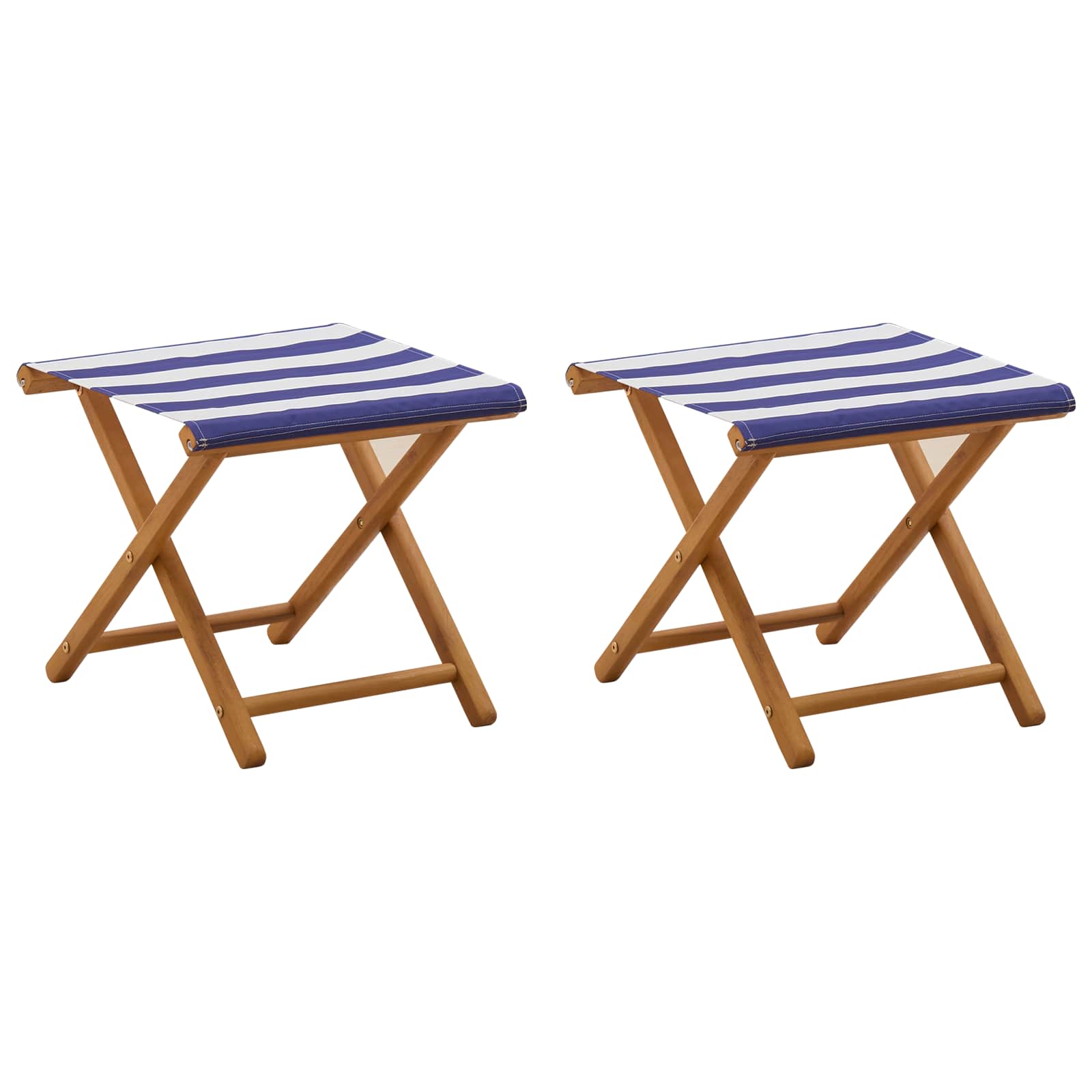 Liegestuhl 2 Pcs Massives Eukalyptus Holz Blau Und Weiß