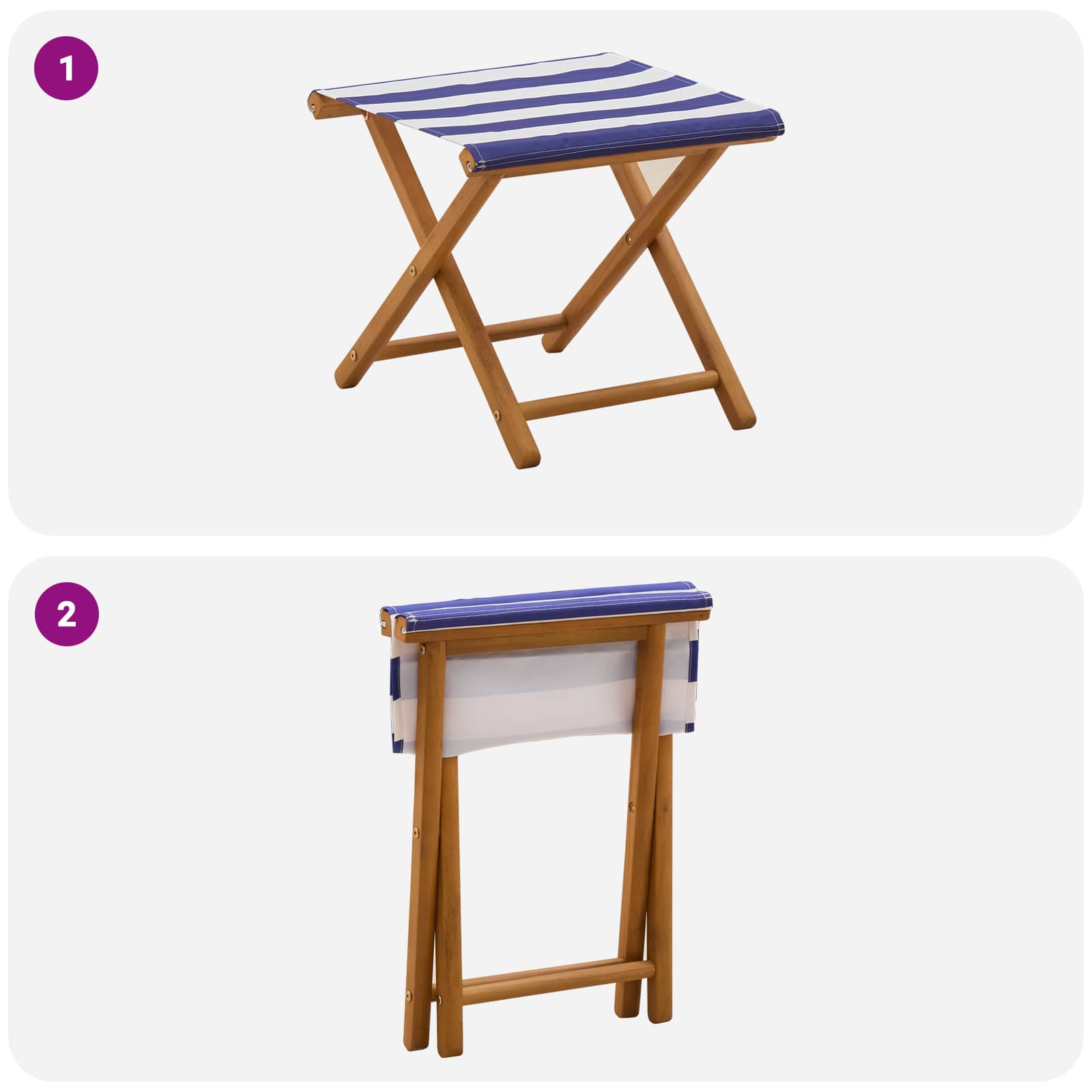 Liegestuhl 2 Pcs Massives Eukalyptus Holz Blau Und Weiß