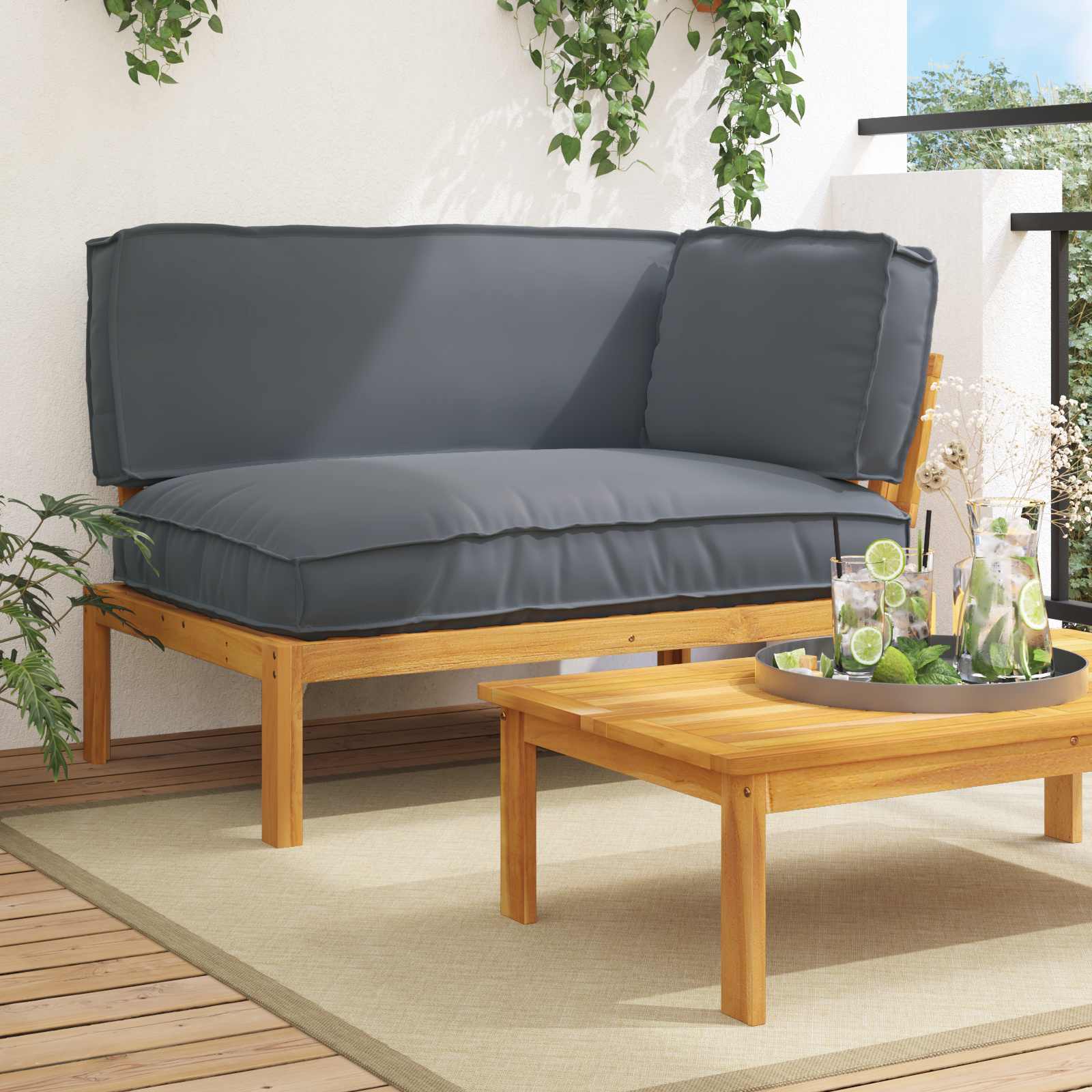 Sofa Set Mit Kissen 120 X 92 X 69 Cm Massivholz Akazie