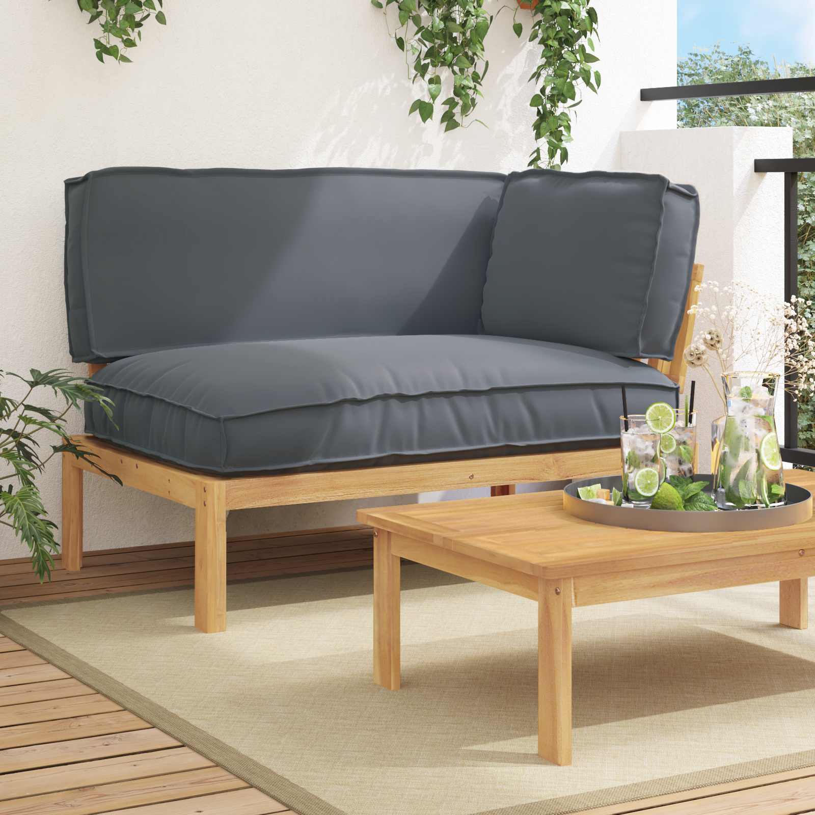 Sofa Set Mit Kissen 120 X 92 X 69 Cm Massivholz Akazie