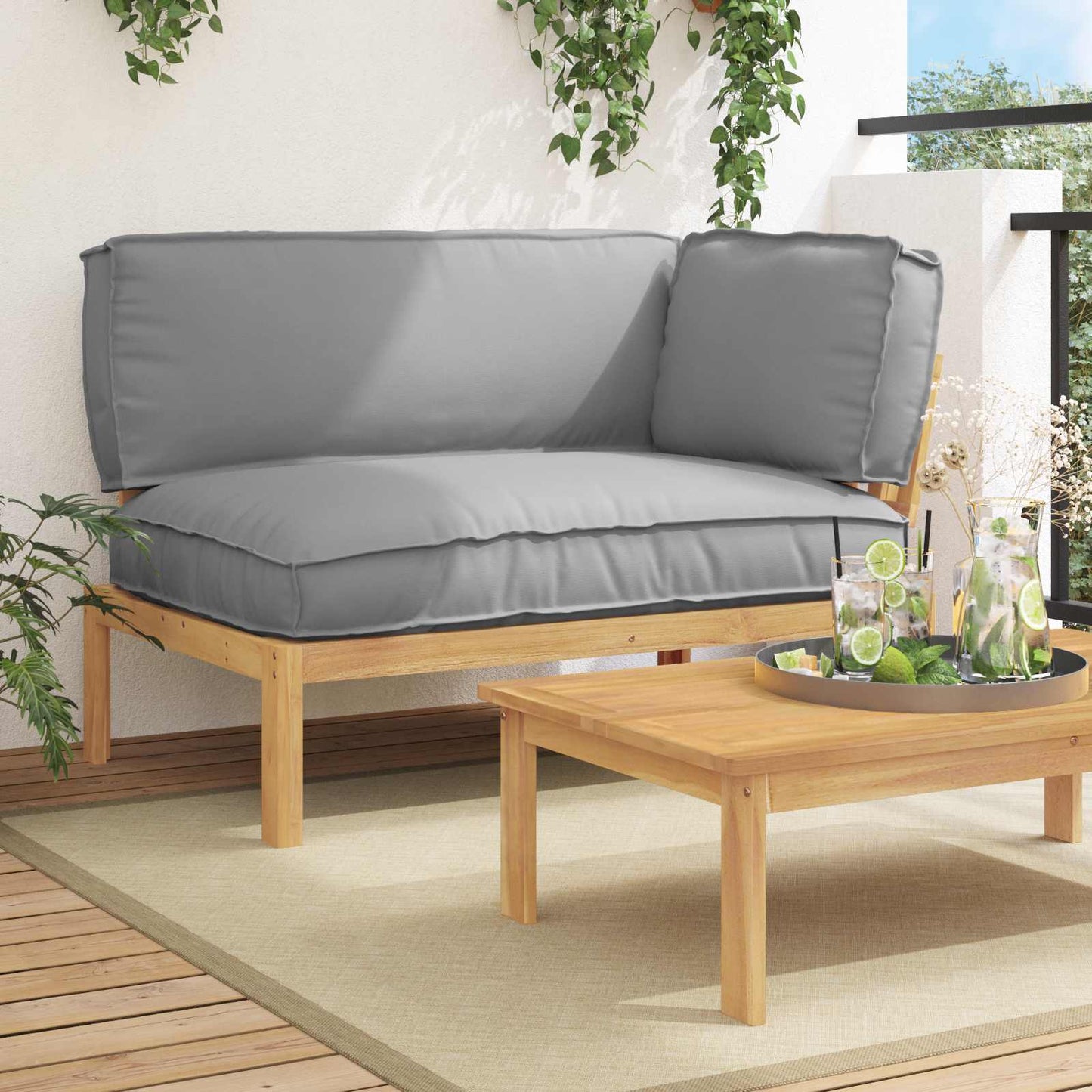 Sofa Set Mit Kissen 120 X 92 X 69 Cm Massivholz Akazie