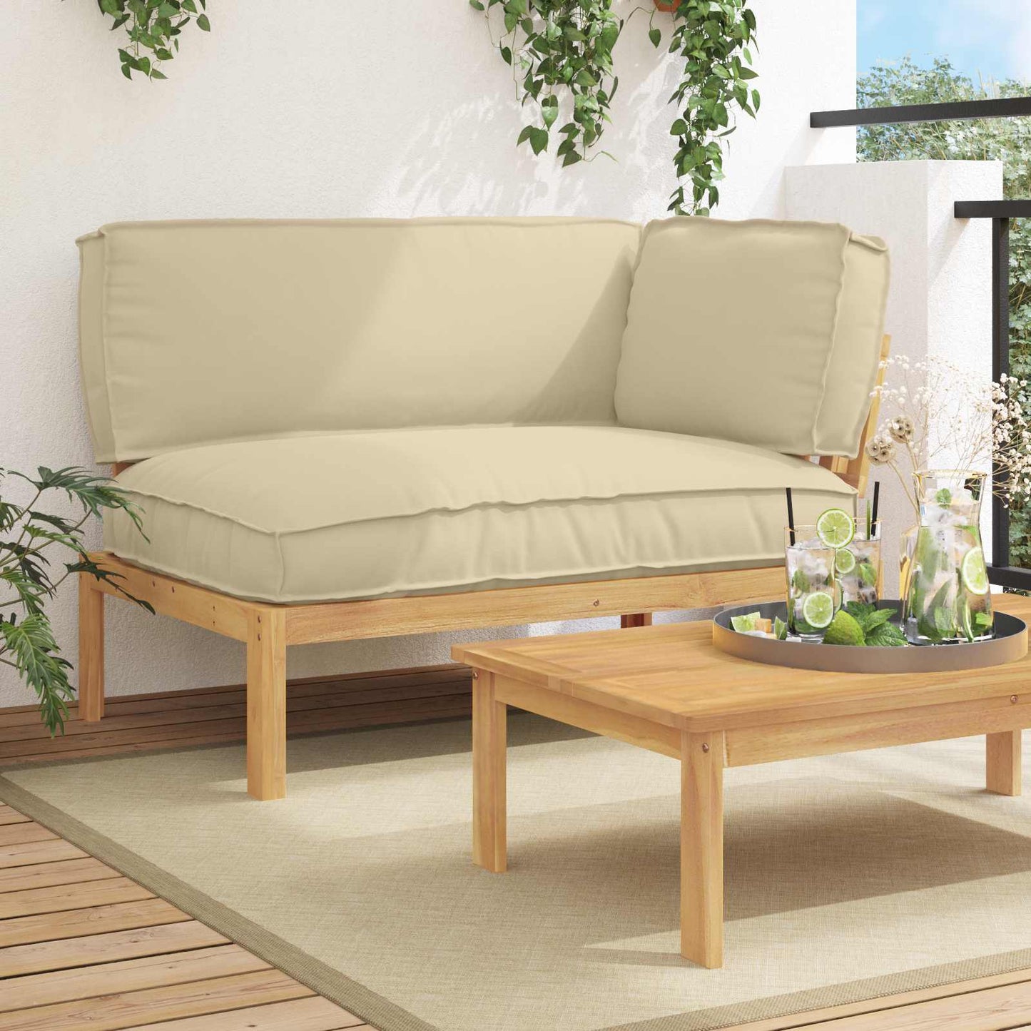Sofa Set Mit Kissen 120 X 92 X 69 Cm Massivholz Akazie