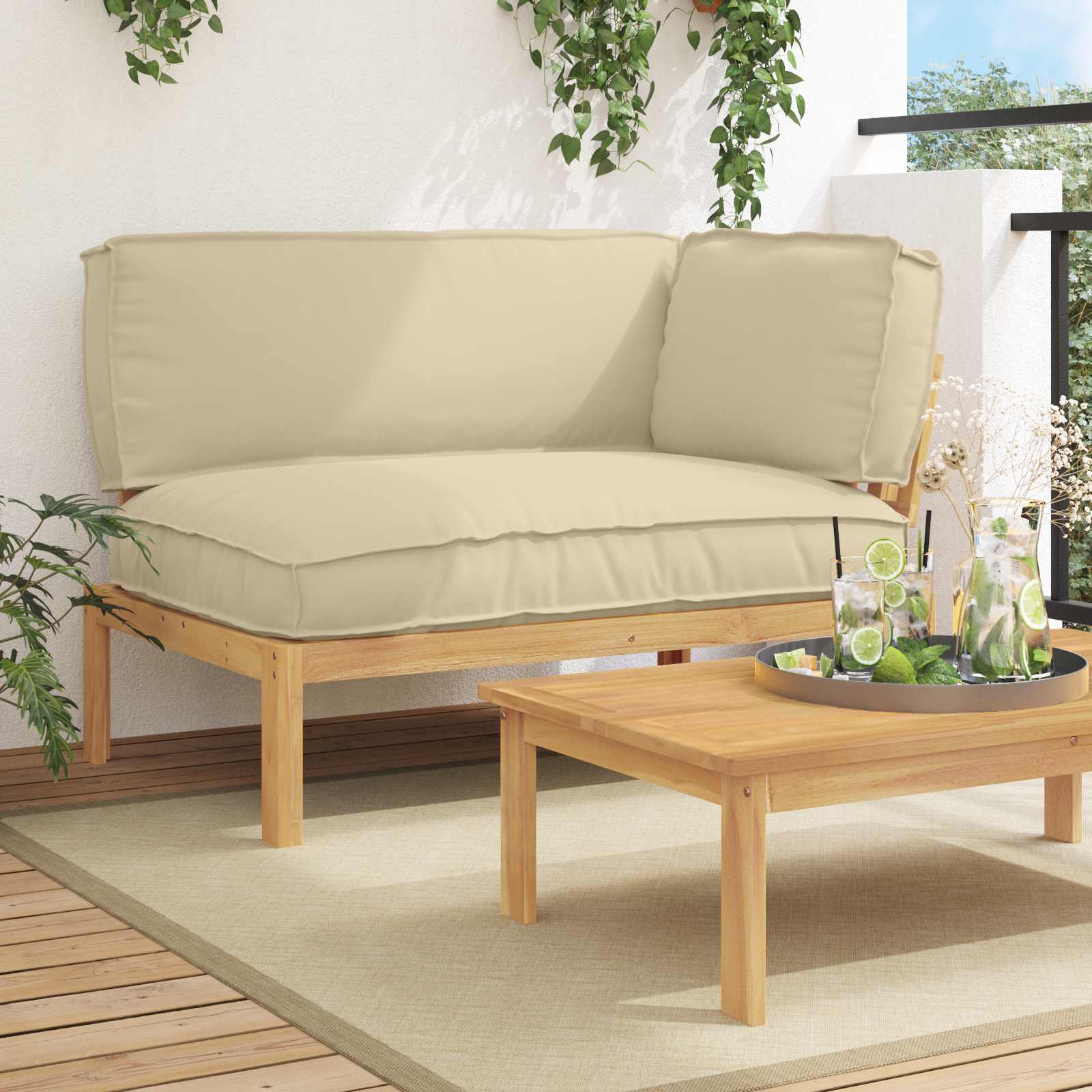 Sofa Set Mit Kissen 120 X 92 X 69 Cm Massivholz Akazie