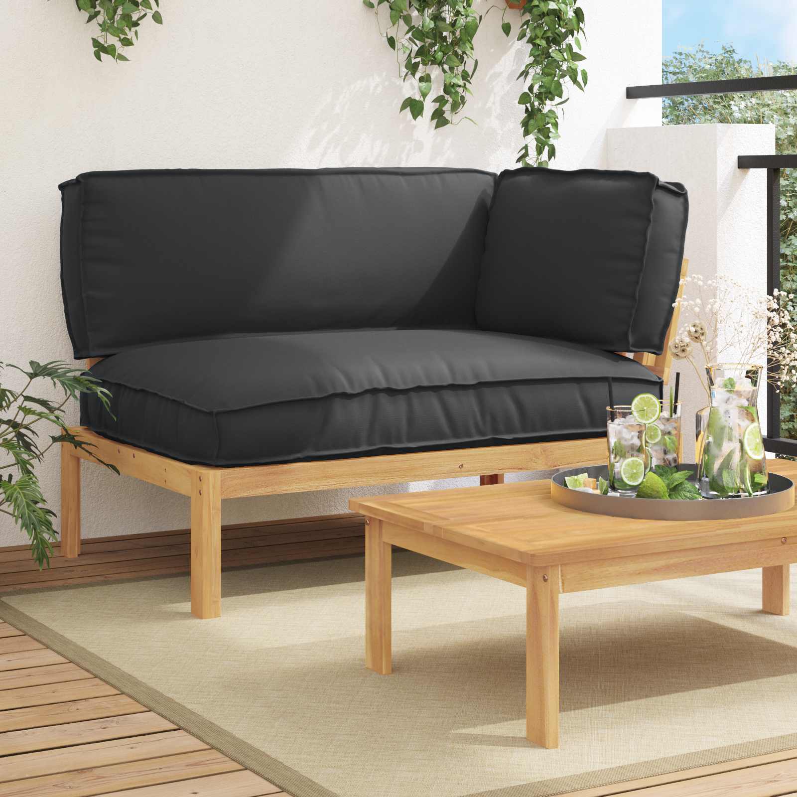 Sofa Set Mit Kissen 120 X 92 X 69 Cm Massivholz Akazie