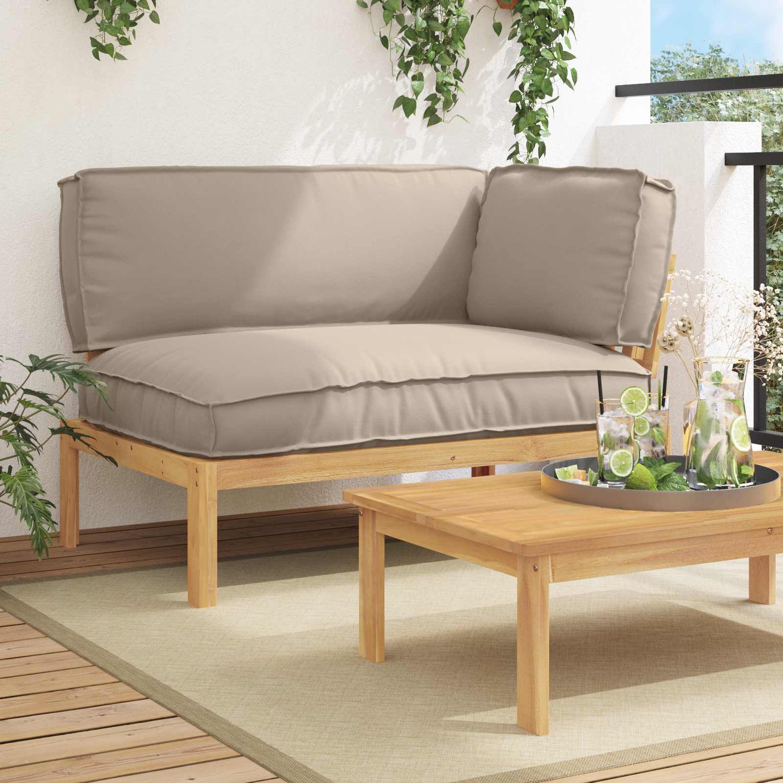Sofa Set Mit Kissen 120 X 92 X 69 Cm Massivholz Akazie