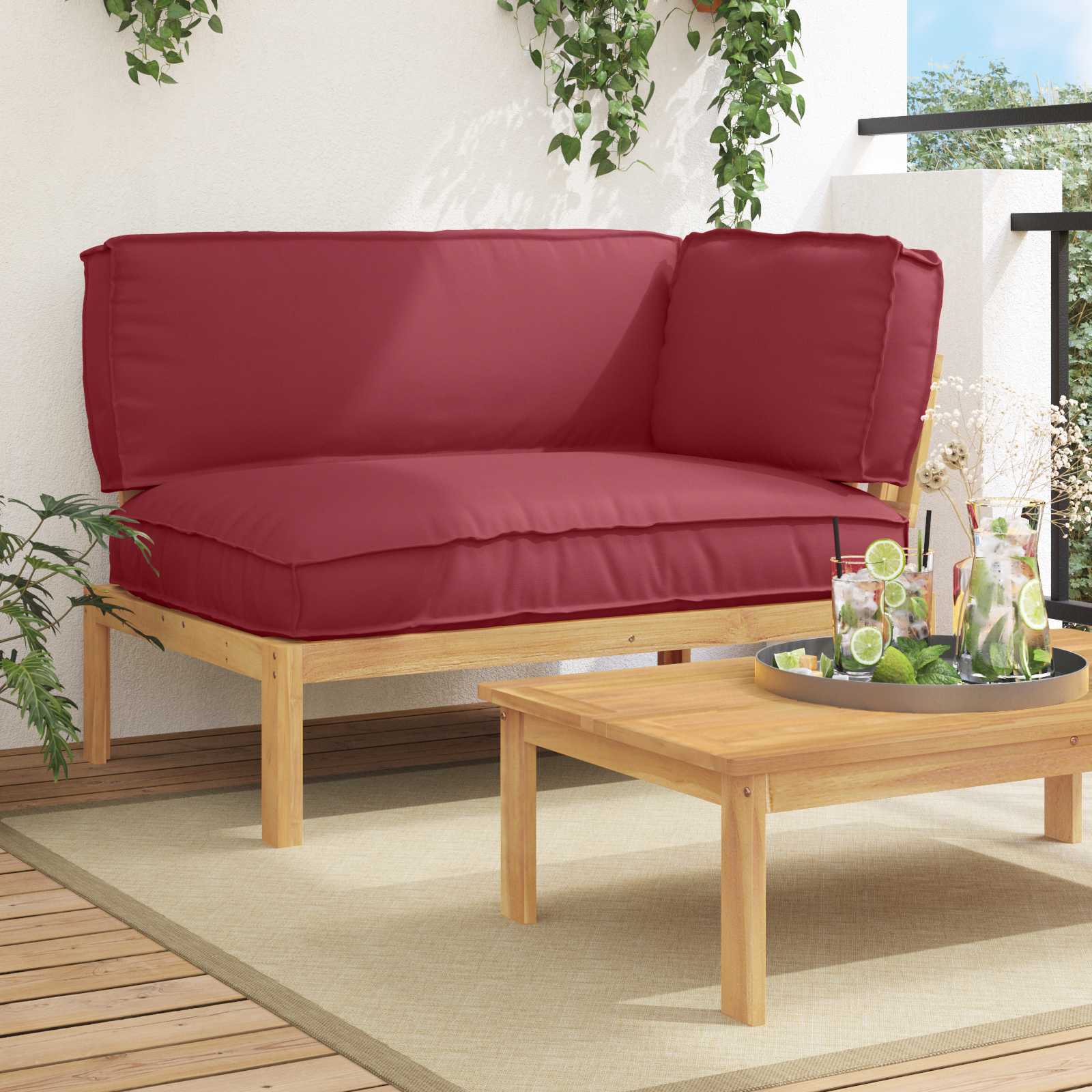 Sofa Set Mit Kissen 120 X 92 X 69 Cm Massivholz Akazie