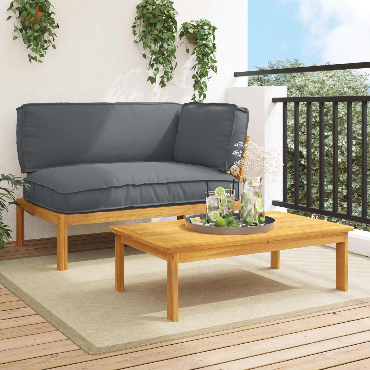 Sofa Set Mit Kissen 120 X 92 X 69 Cm Massivholz Akazie
