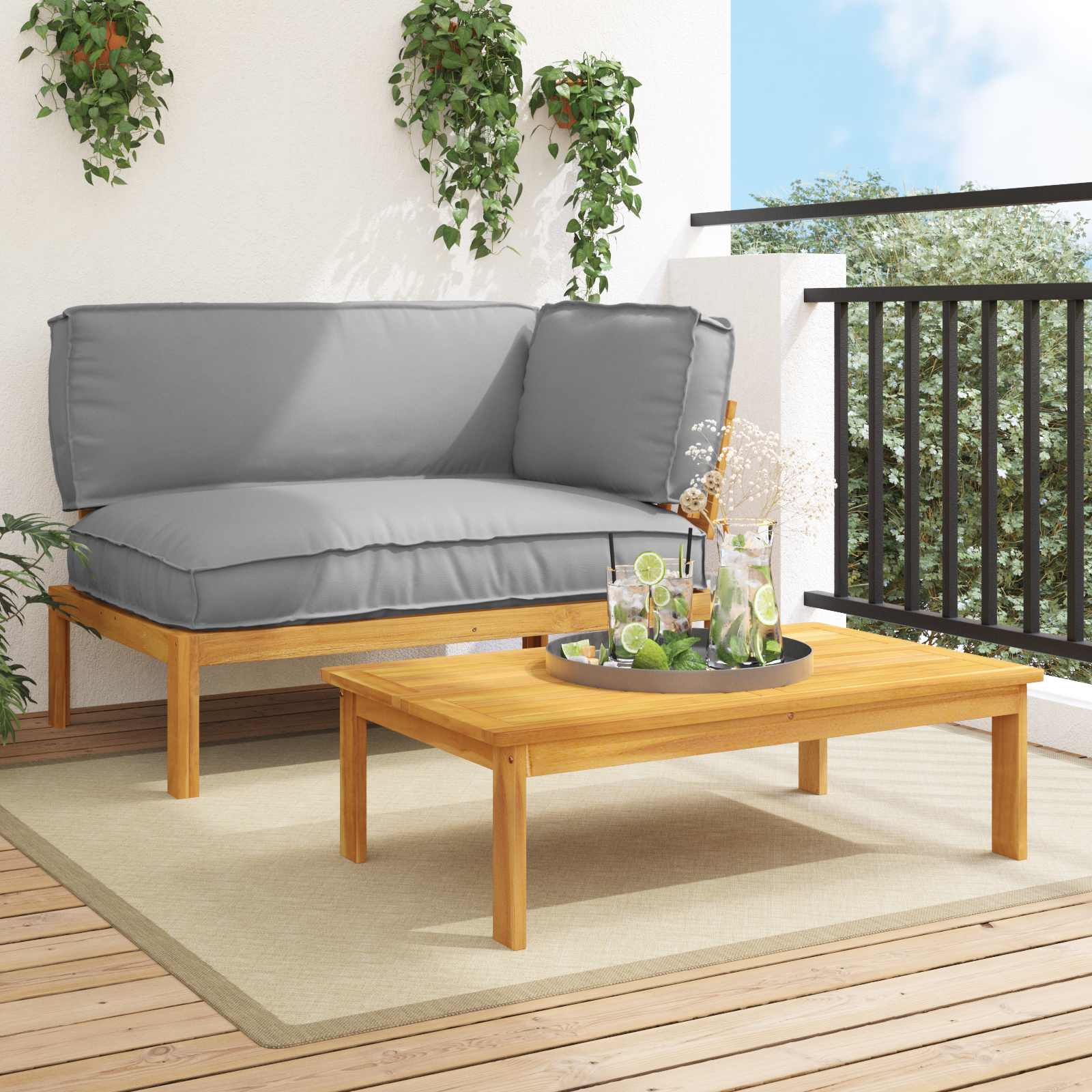 Sofa Set Mit Kissen 120 X 92 X 69 Cm Massivholz Akazie