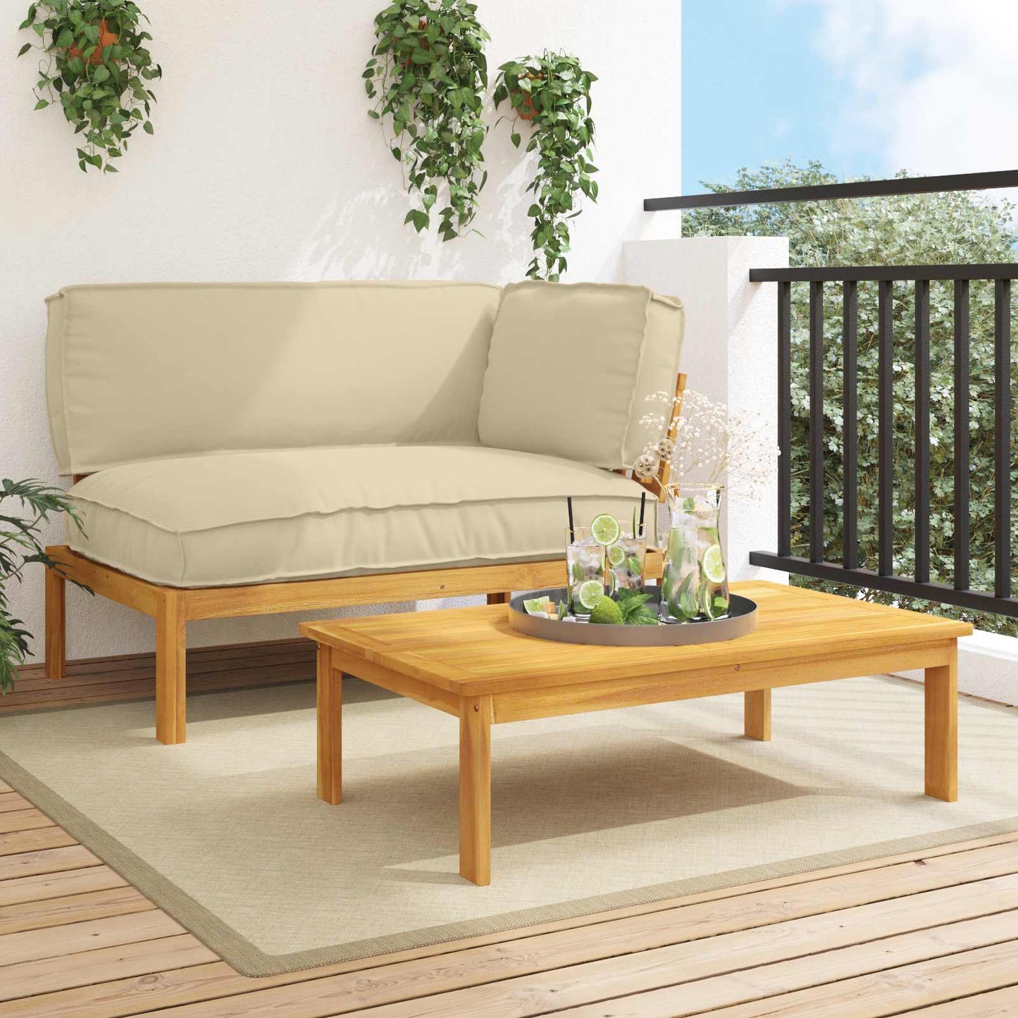 Sofa Set Mit Kissen 120 X 92 X 69 Cm Massivholz Akazie