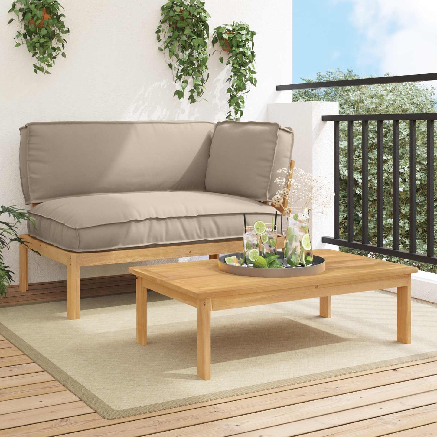 Sofa Set Mit Kissen 120 X 92 X 69 Cm Massivholz Akazie