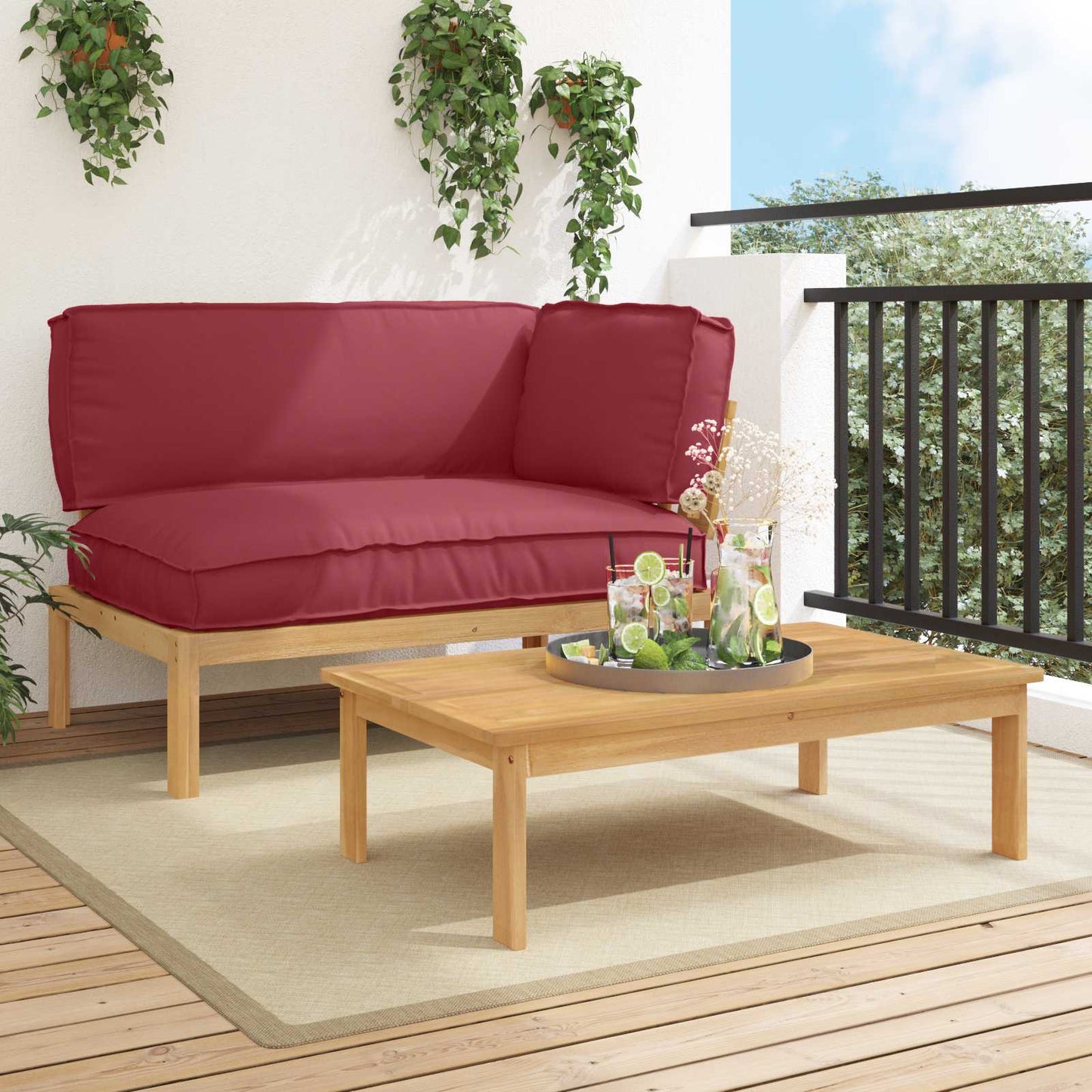 Sofa Set Mit Kissen 120 X 92 X 69 Cm Massivholz Akazie