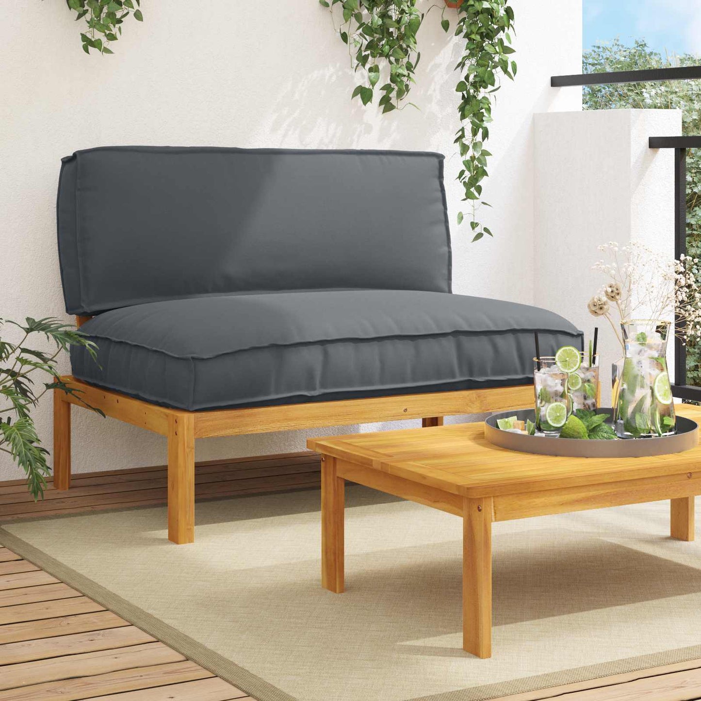 Sofa Set Mit Kissen 120 X 92 X 69 Cm Massivholz Akazie