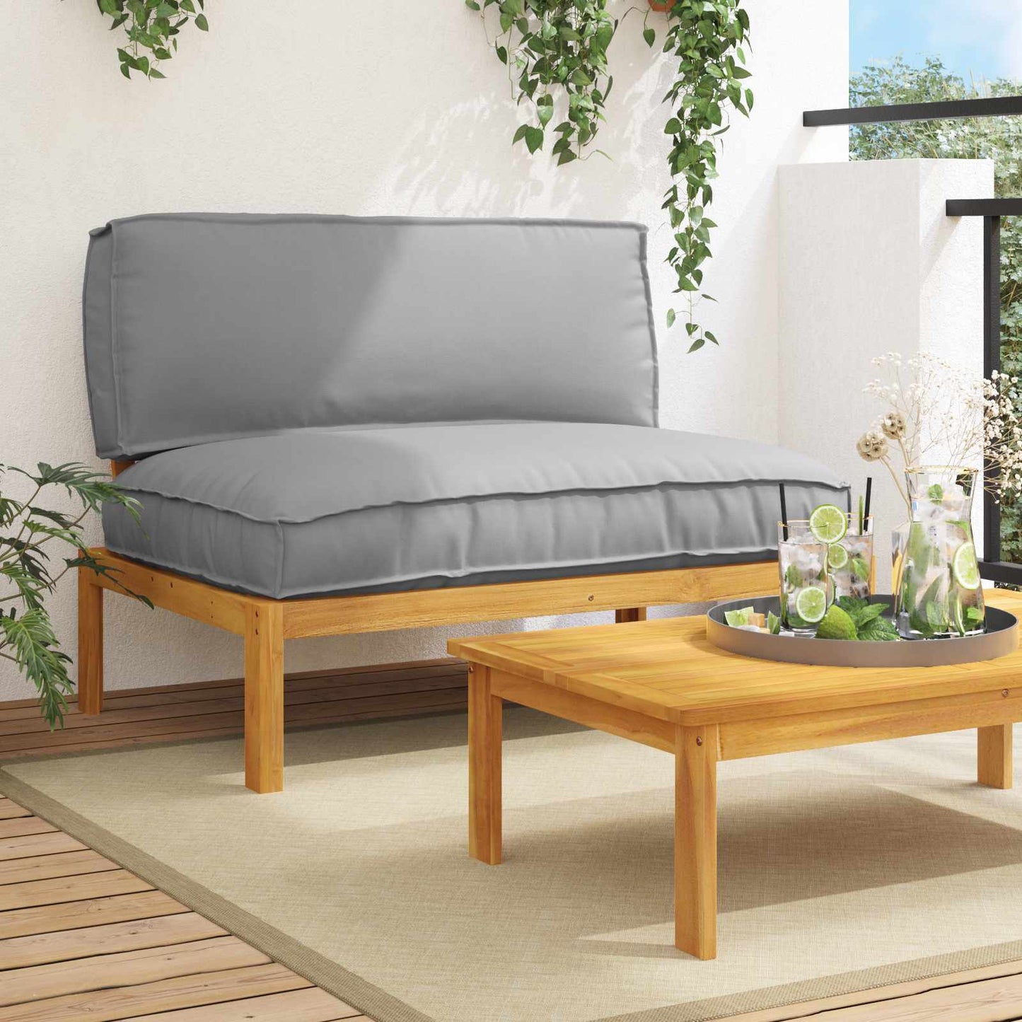 Sofa Set Mit Kissen 120 X 92 X 69 Cm Massivholz Akazie