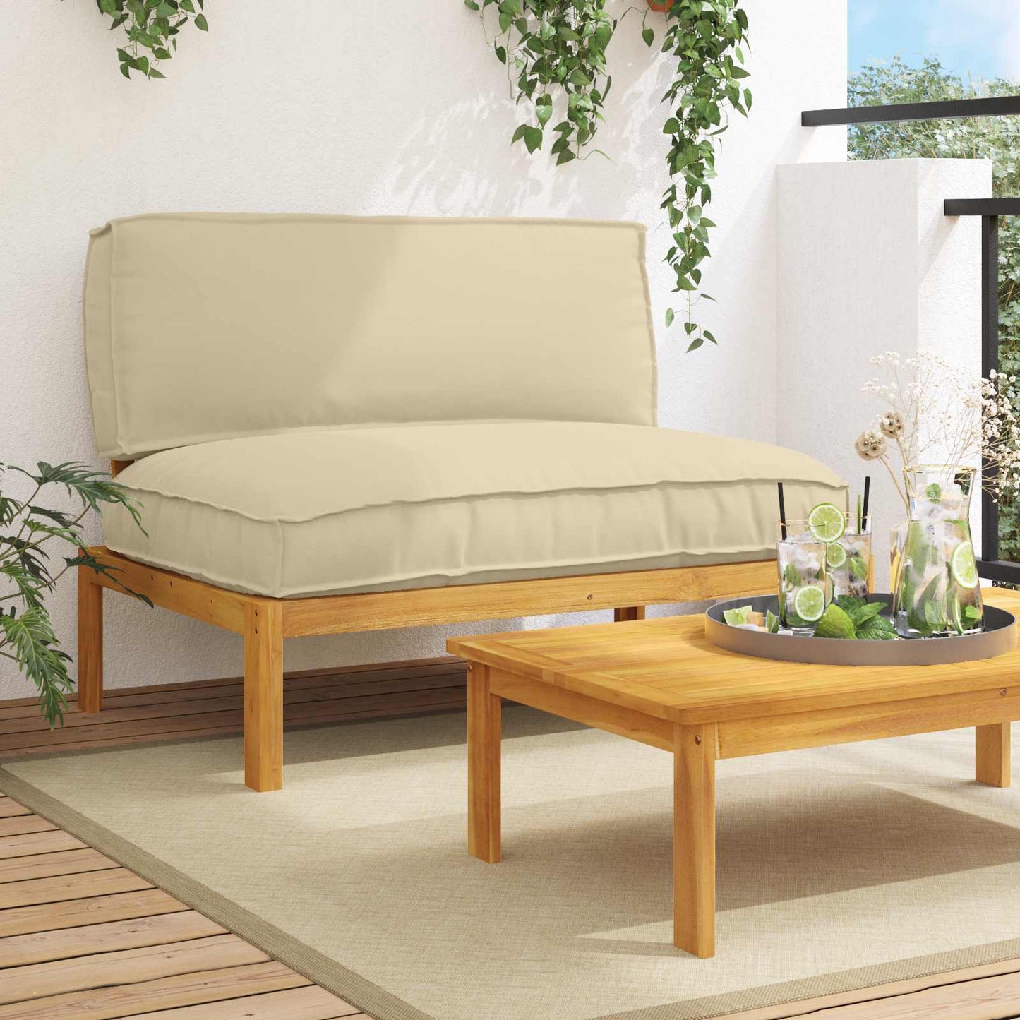 Sofa Set Mit Kissen 120 X 92 X 69 Cm Massivholz Akazie
