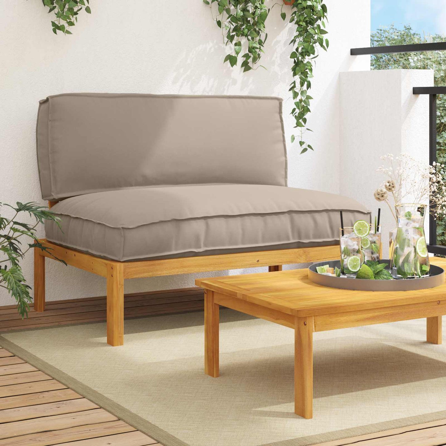 Sofa Set Mit Kissen 120 X 92 X 69 Cm Massivholz Akazie