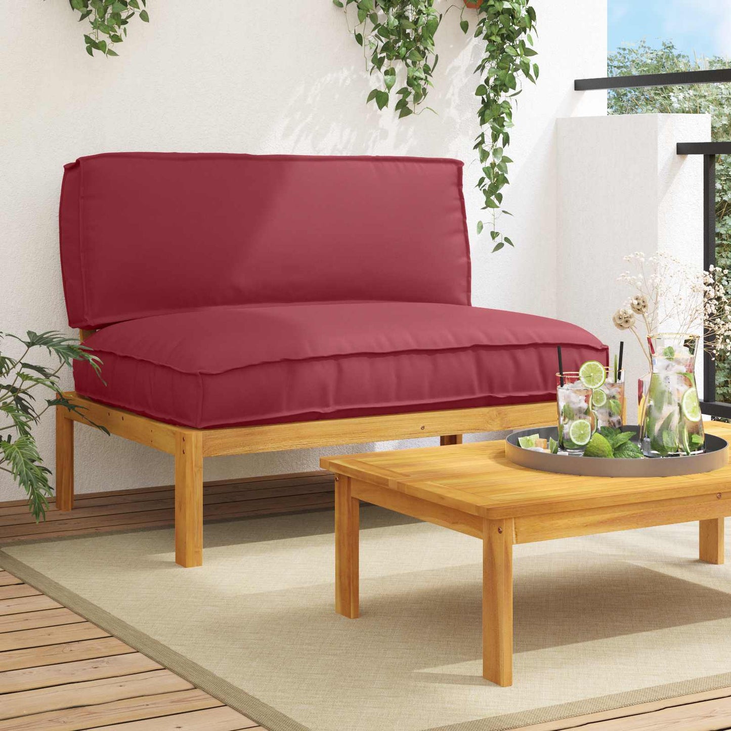 Sofa Set Mit Kissen 120 X 92 X 69 Cm Massivholz Akazie