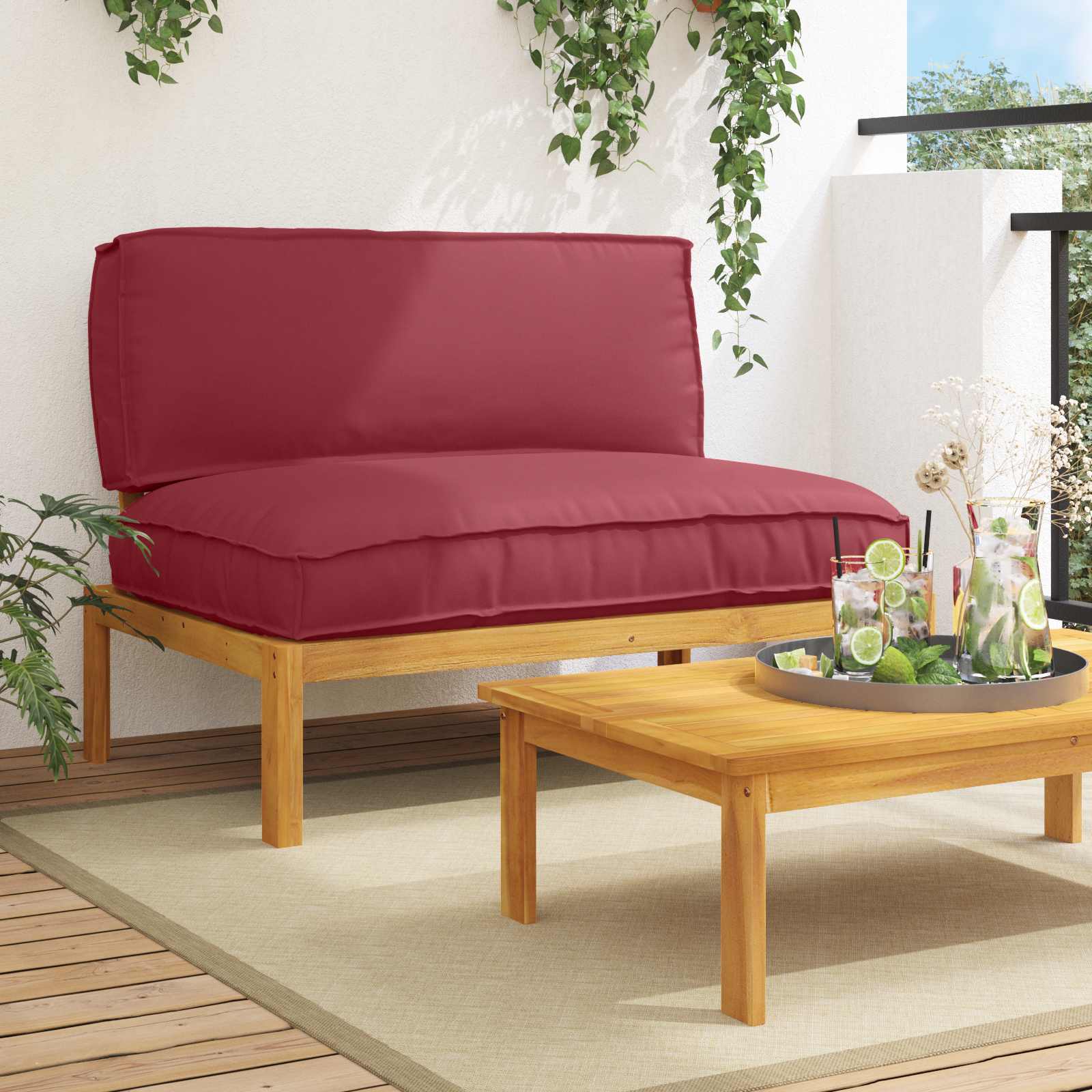 Sofa Set Mit Kissen 120 X 92 X 69 Cm Massivholz Akazie