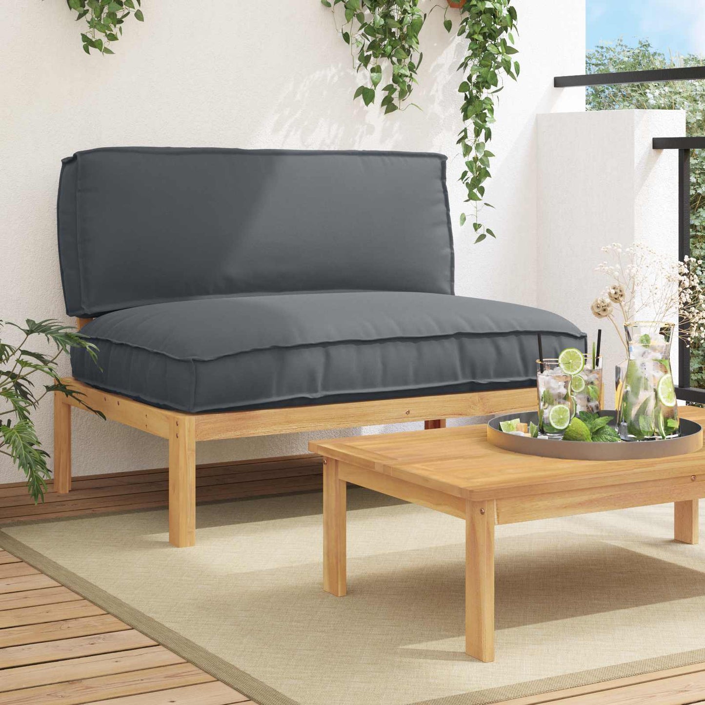 Sofa Set Mit Kissen 120 X 92 X 69 Cm Massivholz Akazie