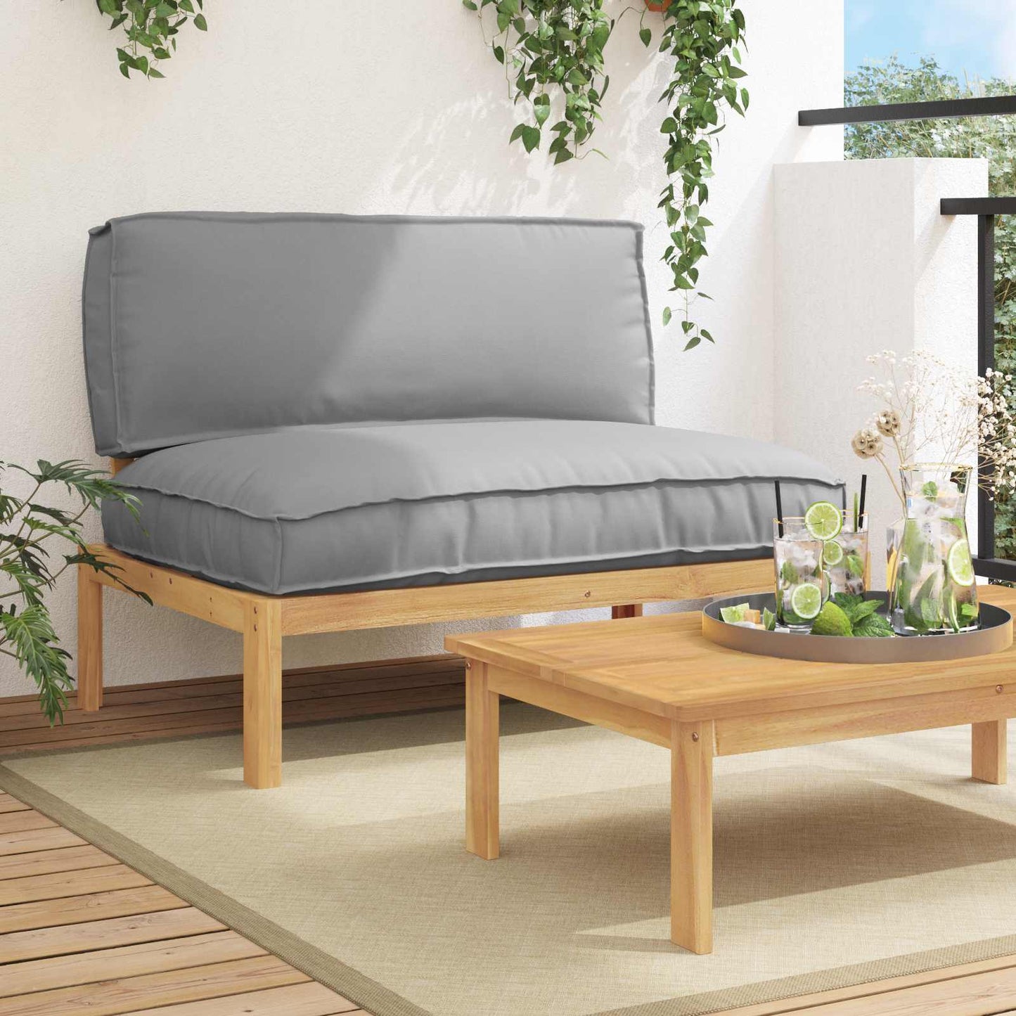 Sofa Set Mit Kissen 120 X 92 X 69 Cm Massivholz Akazie