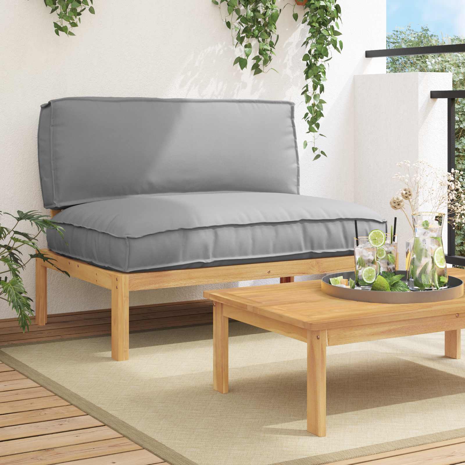 Sofa Set Mit Kissen 120 X 92 X 69 Cm Massivholz Akazie
