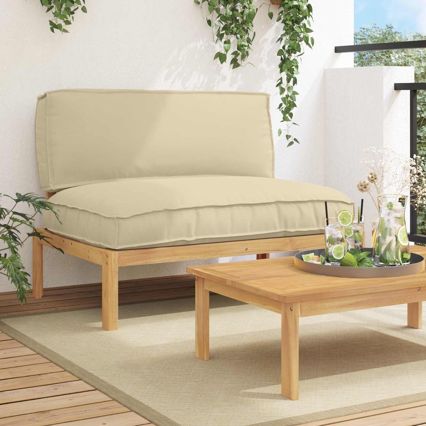 Sofa Set Mit Kissen 120 X 92 X 69 Cm Massivholz Akazie