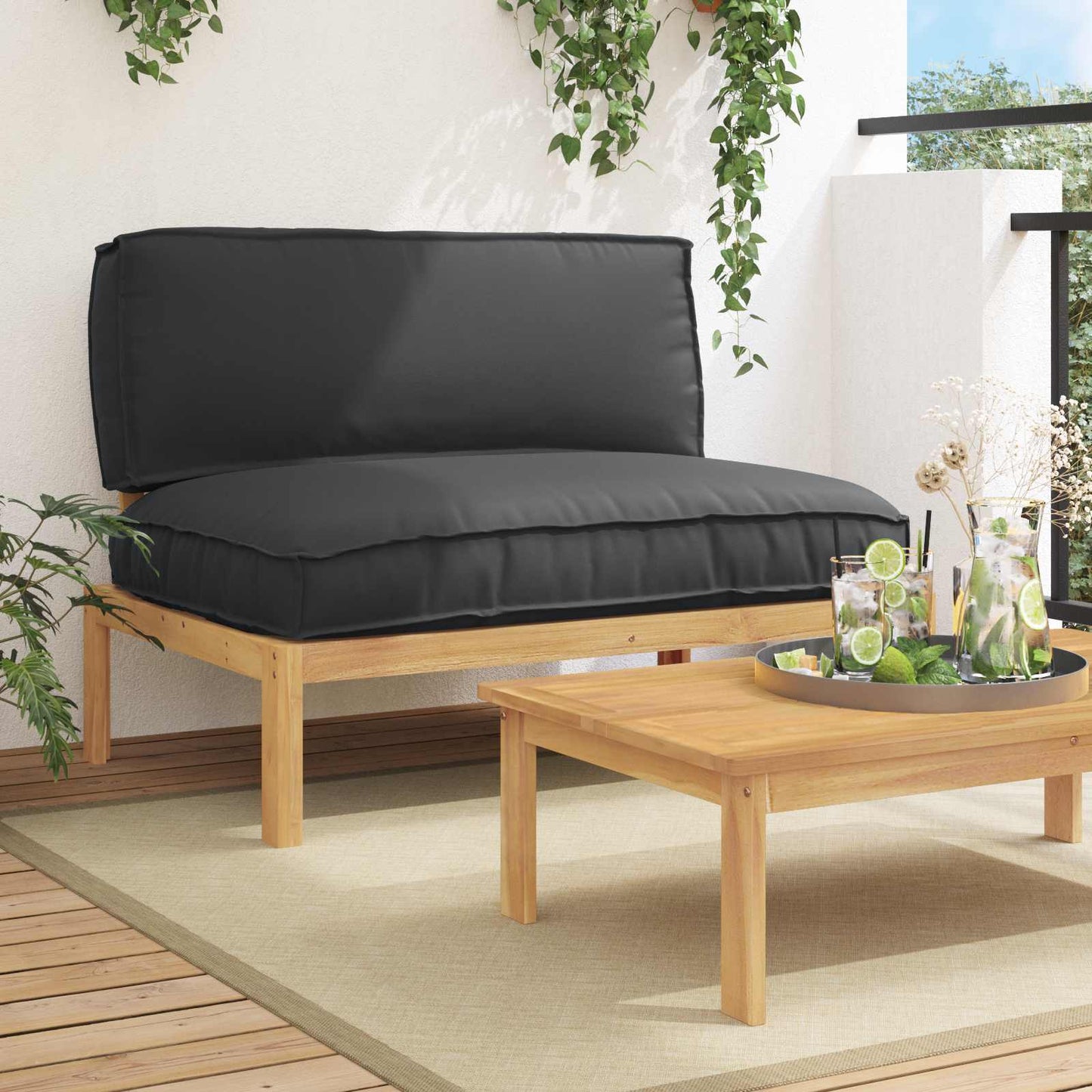 Sofa Set Mit Kissen 120 X 92 X 69 Cm Massivholz Akazie