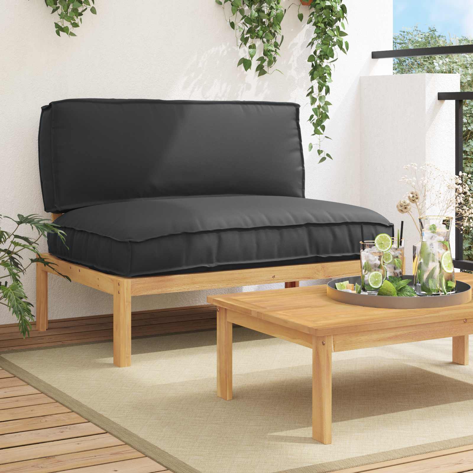 Sofa Set Mit Kissen 120 X 92 X 69 Cm Massivholz Akazie