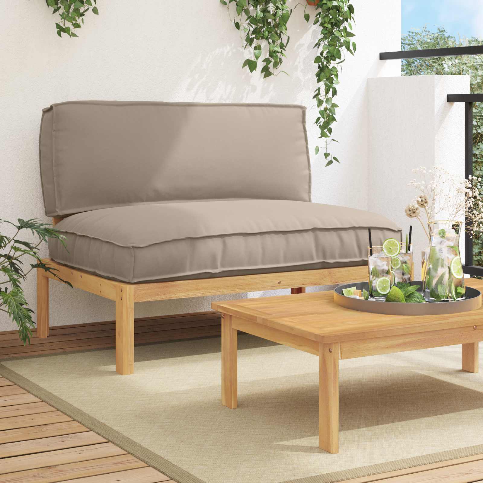 Sofa Set Mit Kissen 120 X 92 X 69 Cm Massivholz Akazie