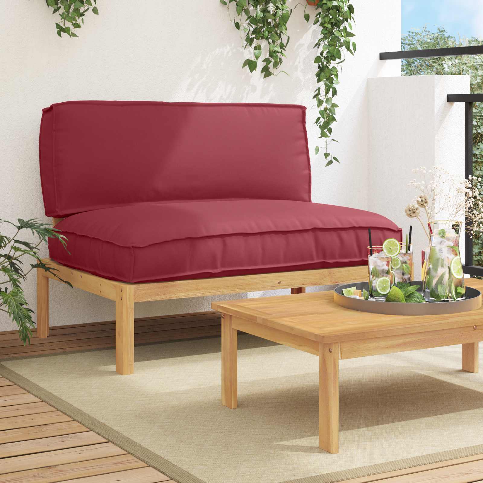 Sofa Set Mit Kissen 120 X 92 X 69 Cm Massivholz Akazie
